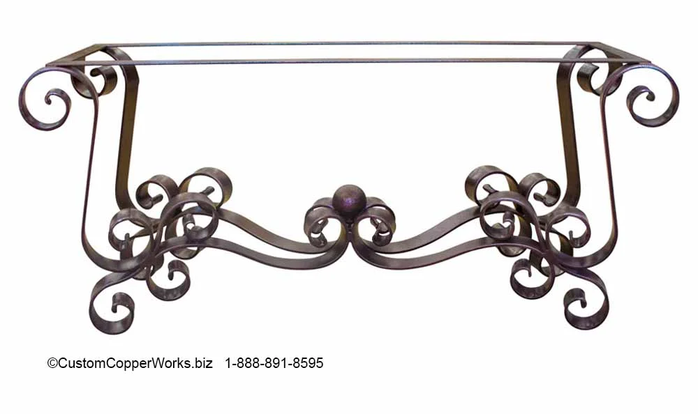    AMBER  , SPANISH COLONIAL FORGED IRON CONSOLE TABLE BASE. #112 