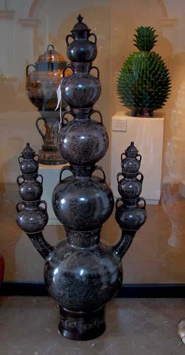   Award-winning, decorative water jugs and towers by Grand Mistresses Elena Felipe and Bernadine Riviera.  