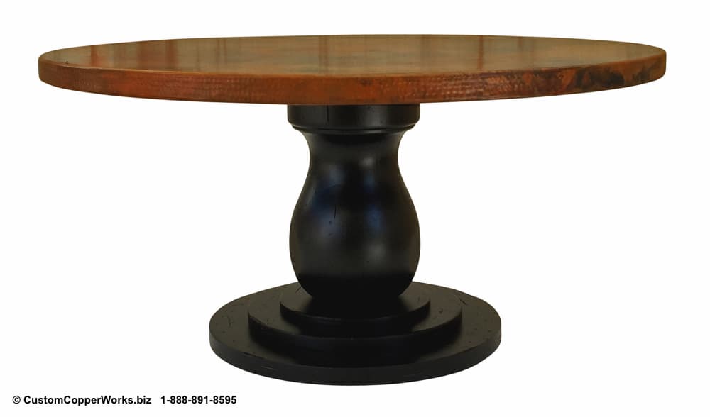 Copper Top Round Dining Table Anna, Round Dining Table Base Design