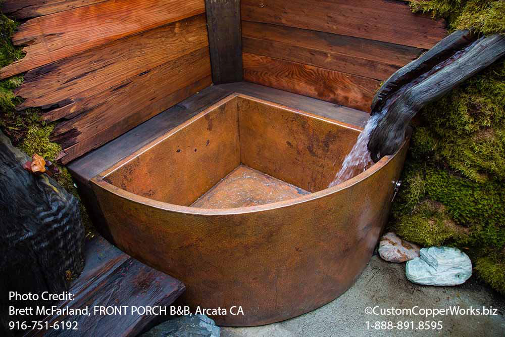 Copper Japanese Soaking Tub Hammered, Outdoor Japanese Soaking Tub