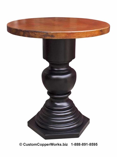 Hand Hammered Round Copper Top Entryway Table Corina Wood