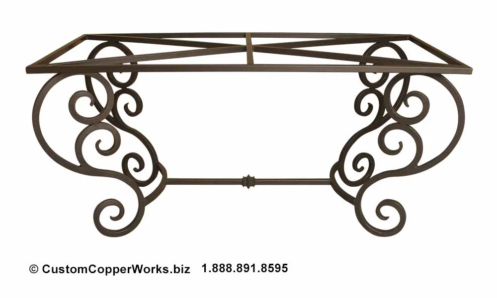    TOMASA    RUSTIC, COLONIAL  CURLED, FORGED IRON TABLE BASE. #127 