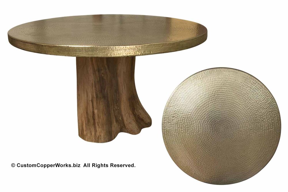 Round Brass Top Dining Table Mounted On, Round Brass Table Top