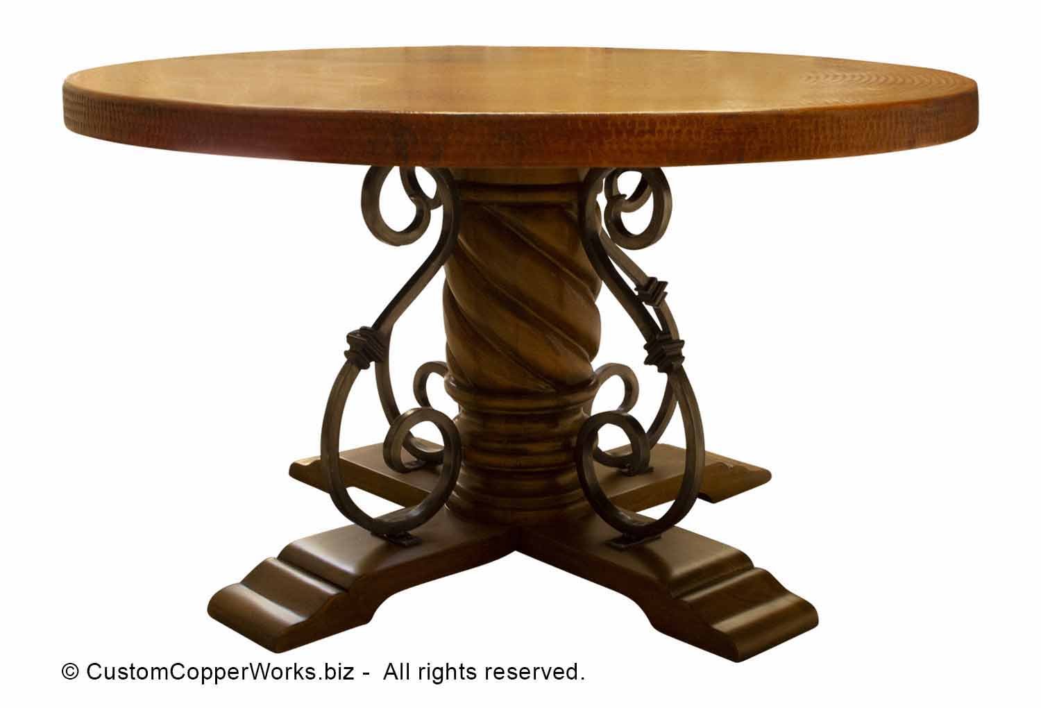 INDUSTRIAL STYLE BAR TABLE WITH STEEL PEDESTAL X-FRAME BASE COPPER OR ZINC TOP 