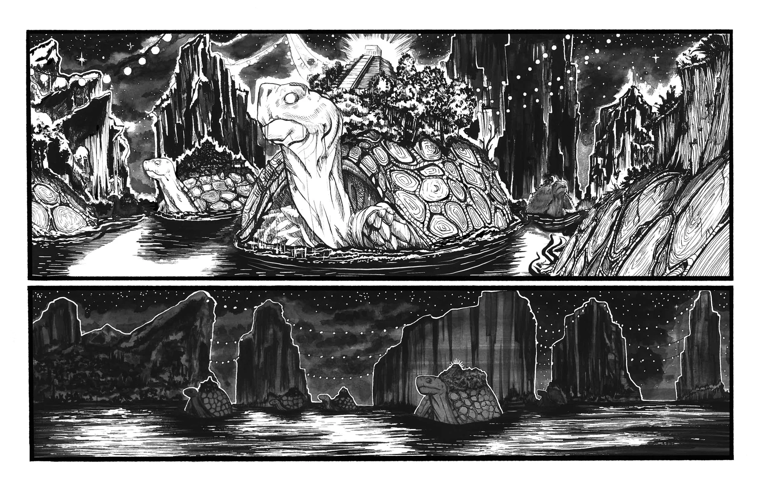 Turtle Islands Bluelines $100 11x17 ink on paper