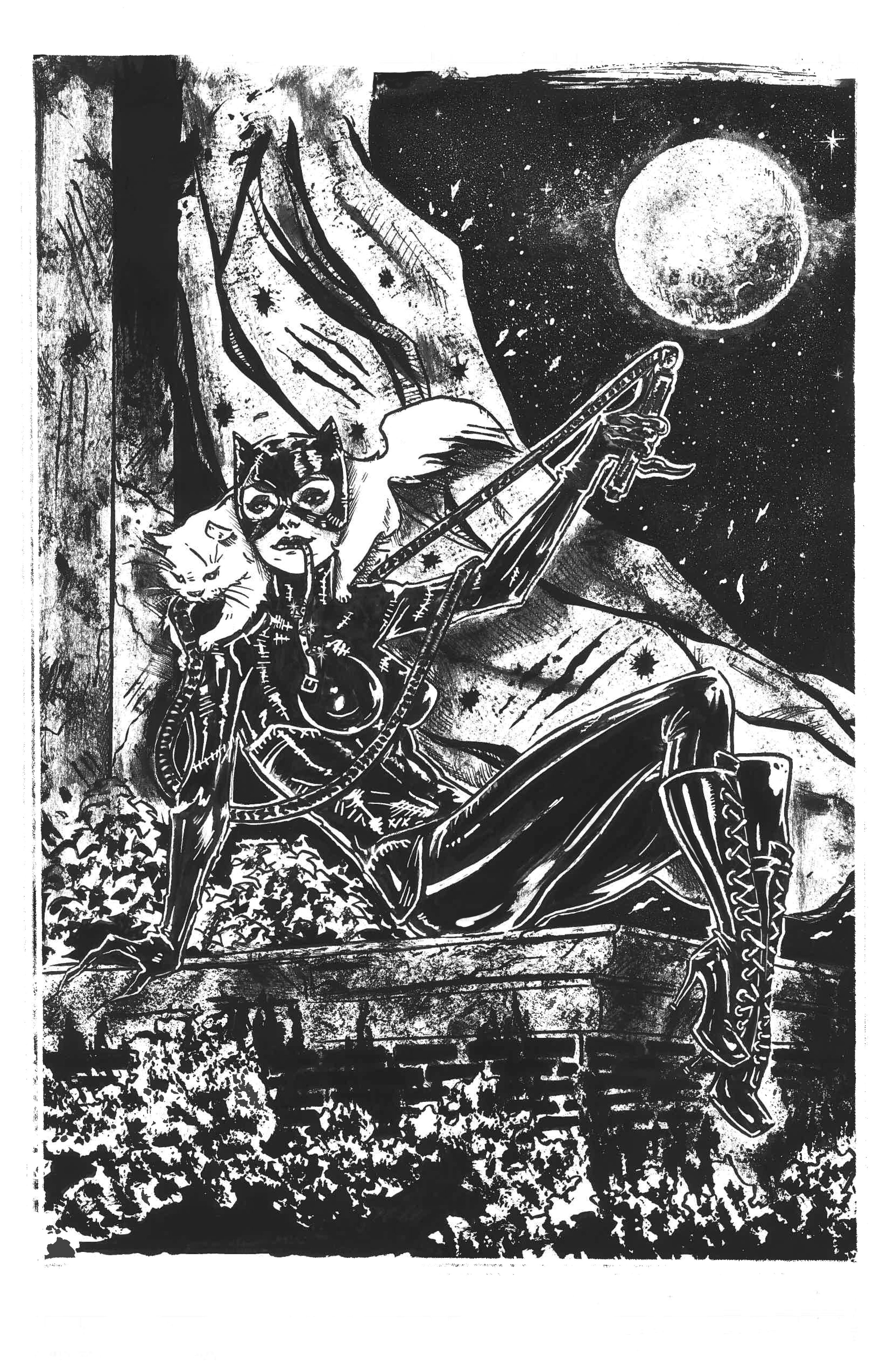 Catwoman Bluelines $150 11x17 ink on paper