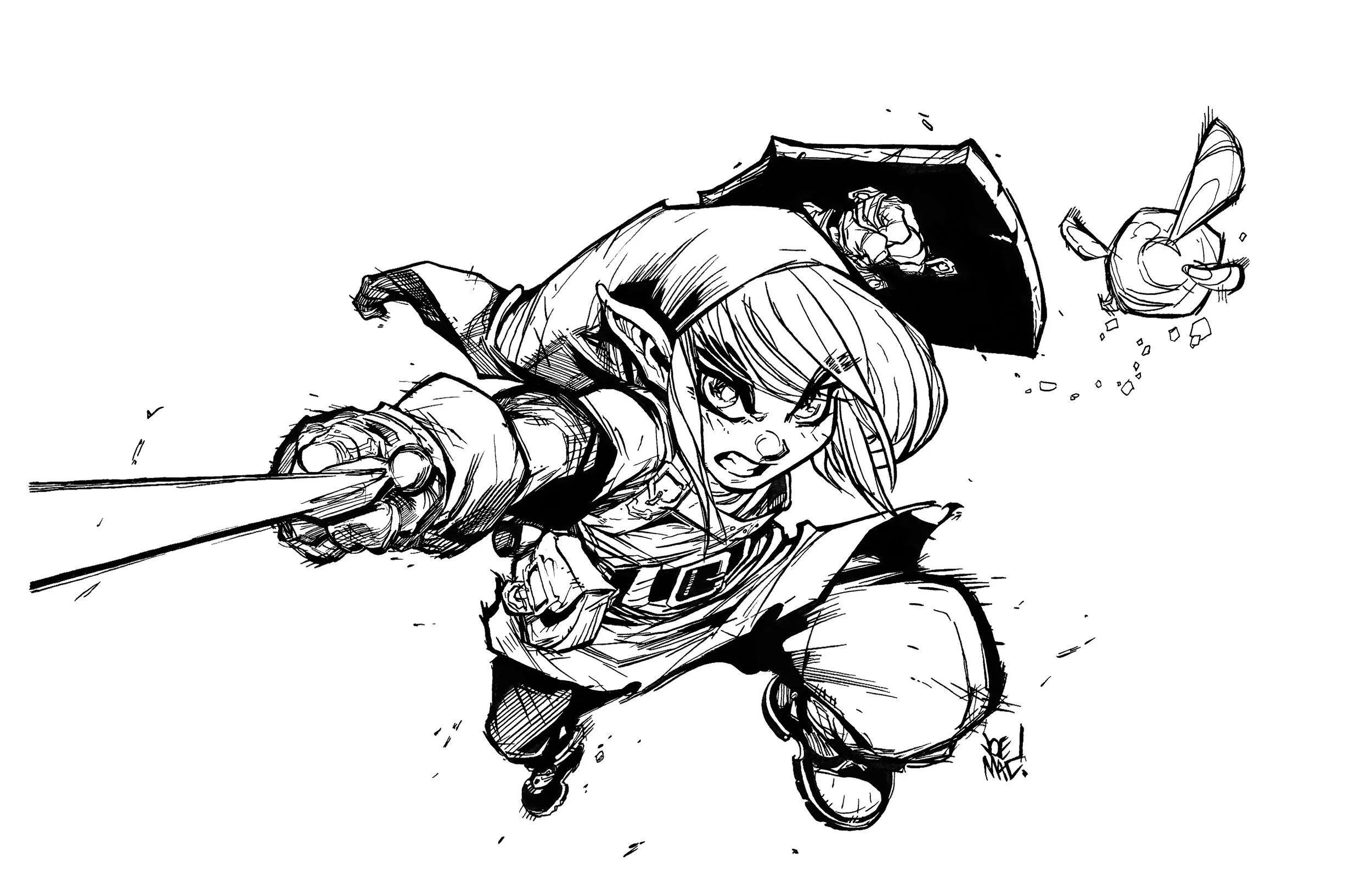 Link Bluelines $150 11x17 ink on paper