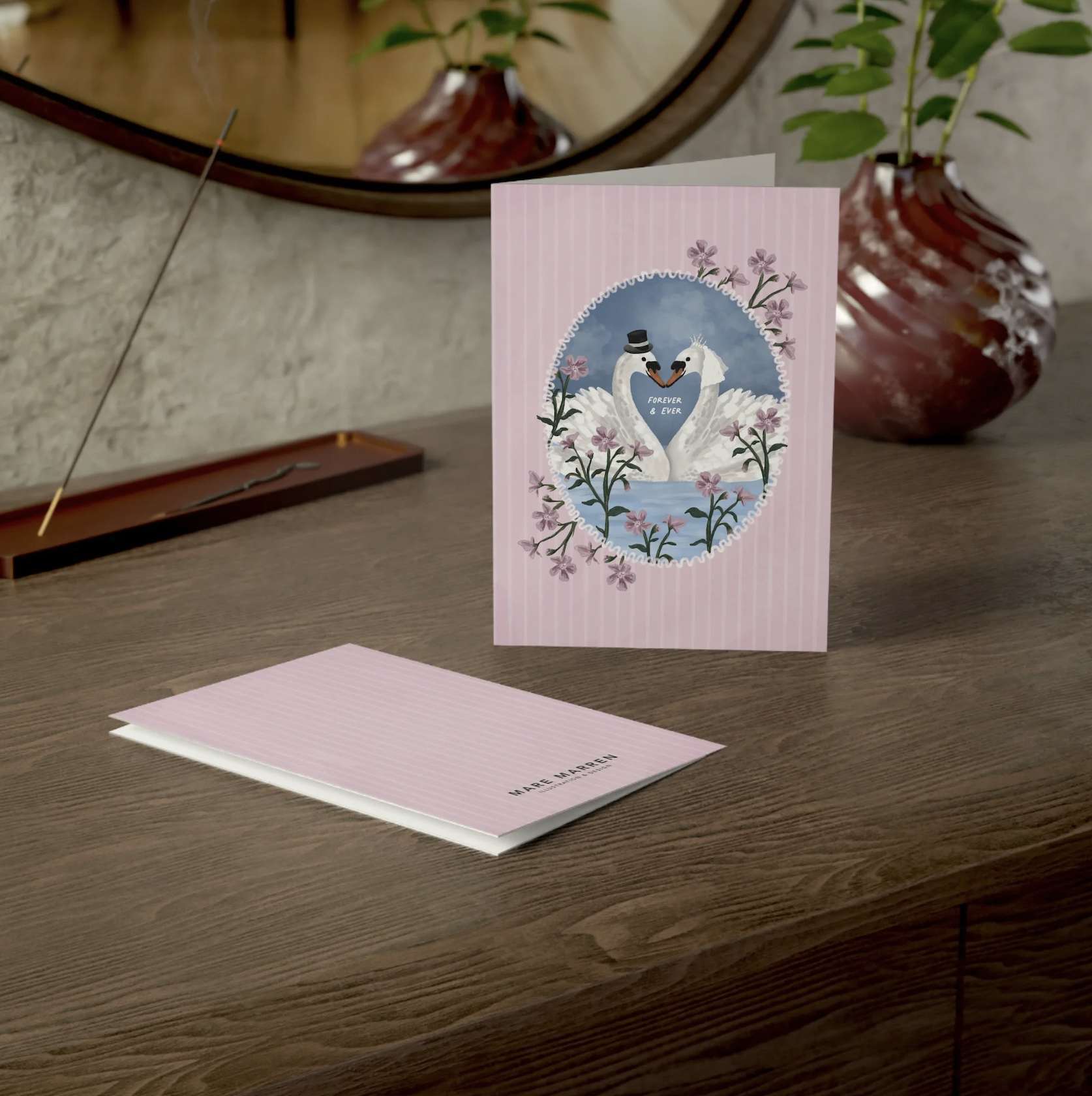 Forever & Ever Swan Wedding Card