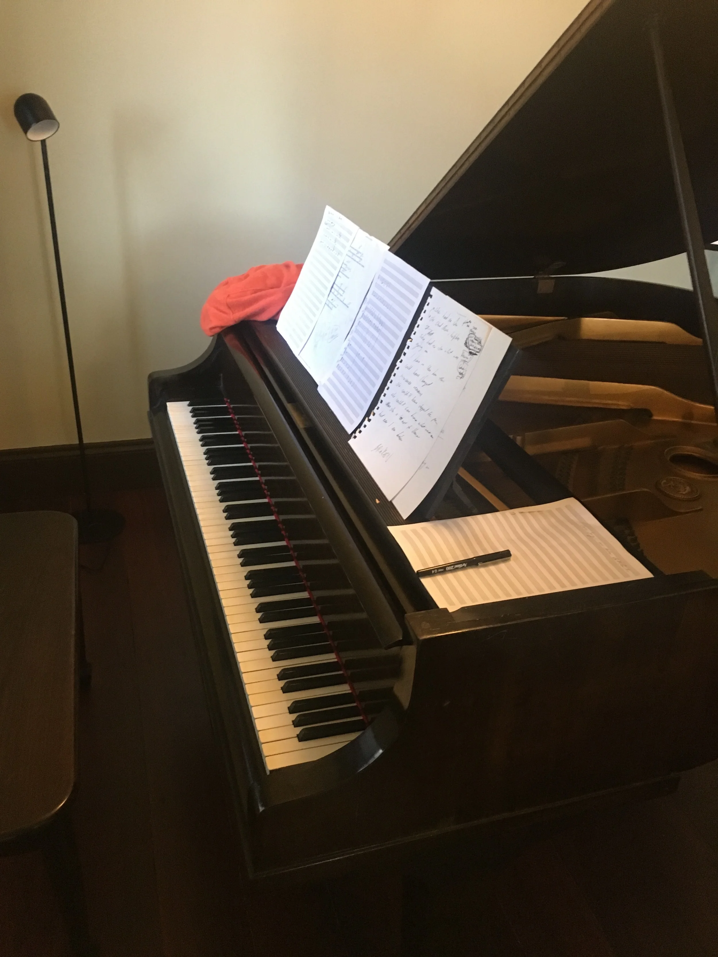 The Feurich piano on loan from John and Sarah Palermo for Gallop House