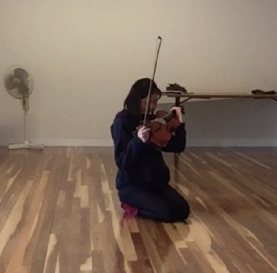Alina's text was a poem about multidimensional eternal love. Her movement and musical interpretation of this embodied her instrument as the object of that love - such a touching overlay of text, movement and sound.