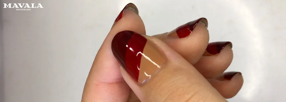Diagonal Retro Strip Manicure, a beginner’s guide to nail art 