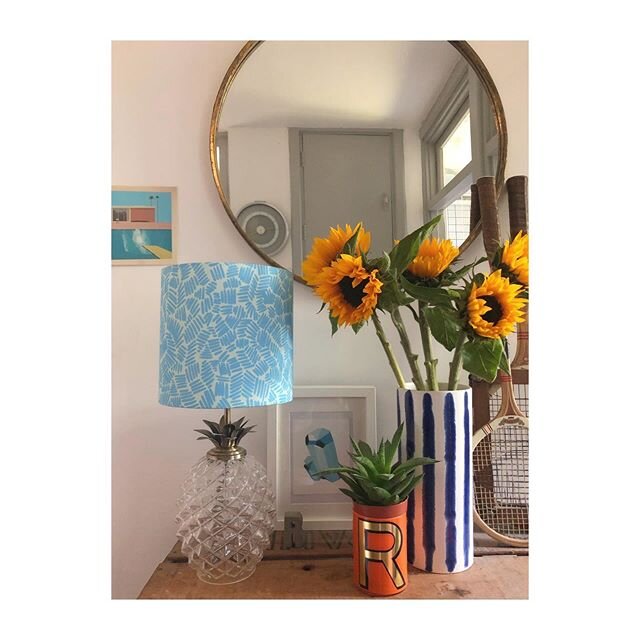 Happy sunny Friday everyone! ☀️ Marks lampshade in blue now available! Can be made in any size or this little&rsquo;un is available now! 💙