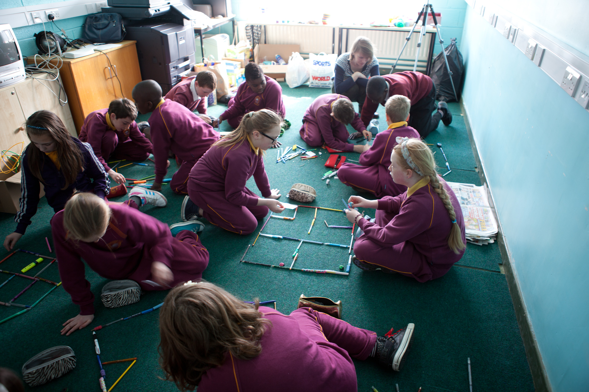 Isabel Nolan - Sculpture Using everyday materials and found objects the children created sculptural elements that they imagined might exist in a parallel world with differing conditions (such as human beings not wearing shoes or there being continual daylight). In doing so the intention was to develop their understanding of cause and effect by discussing how small changes can have big consequences as well as to instigate a discussion about what it means to represent familiar things in a strange way.