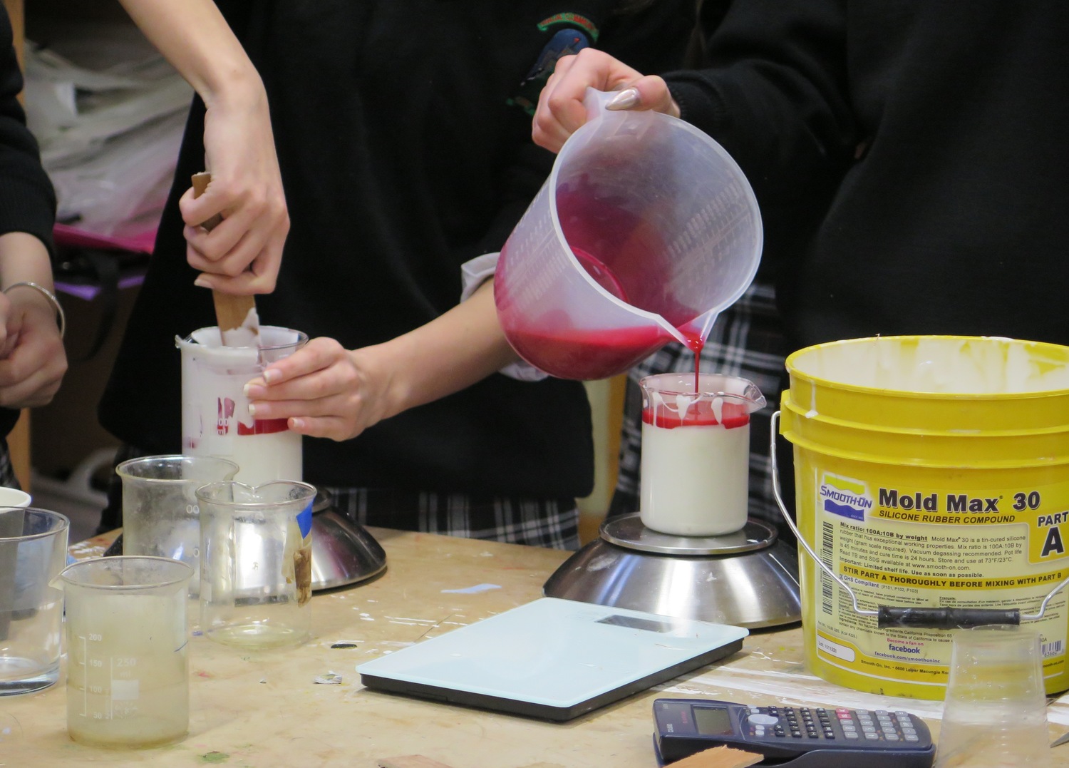  Students used silicone and a catalyst to create a 'mould' 