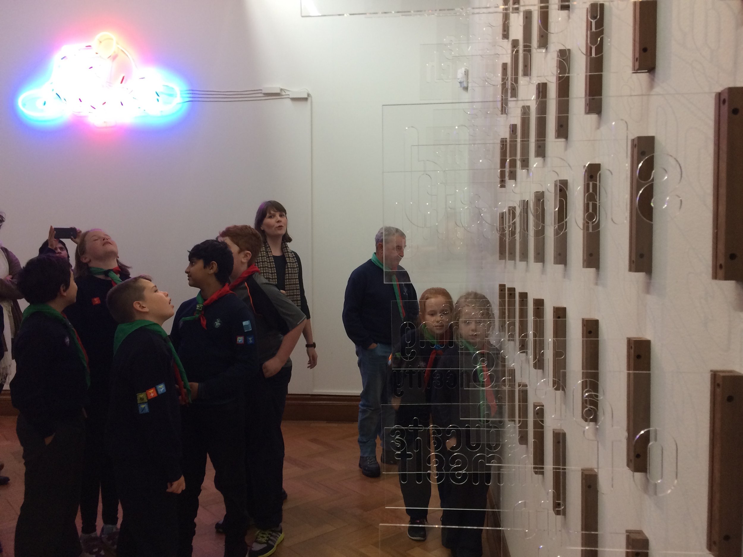  At The Hugh Lane, children were given tours of artworks that touched on themes of communication or light, here they look at Gavin Murphy's work 