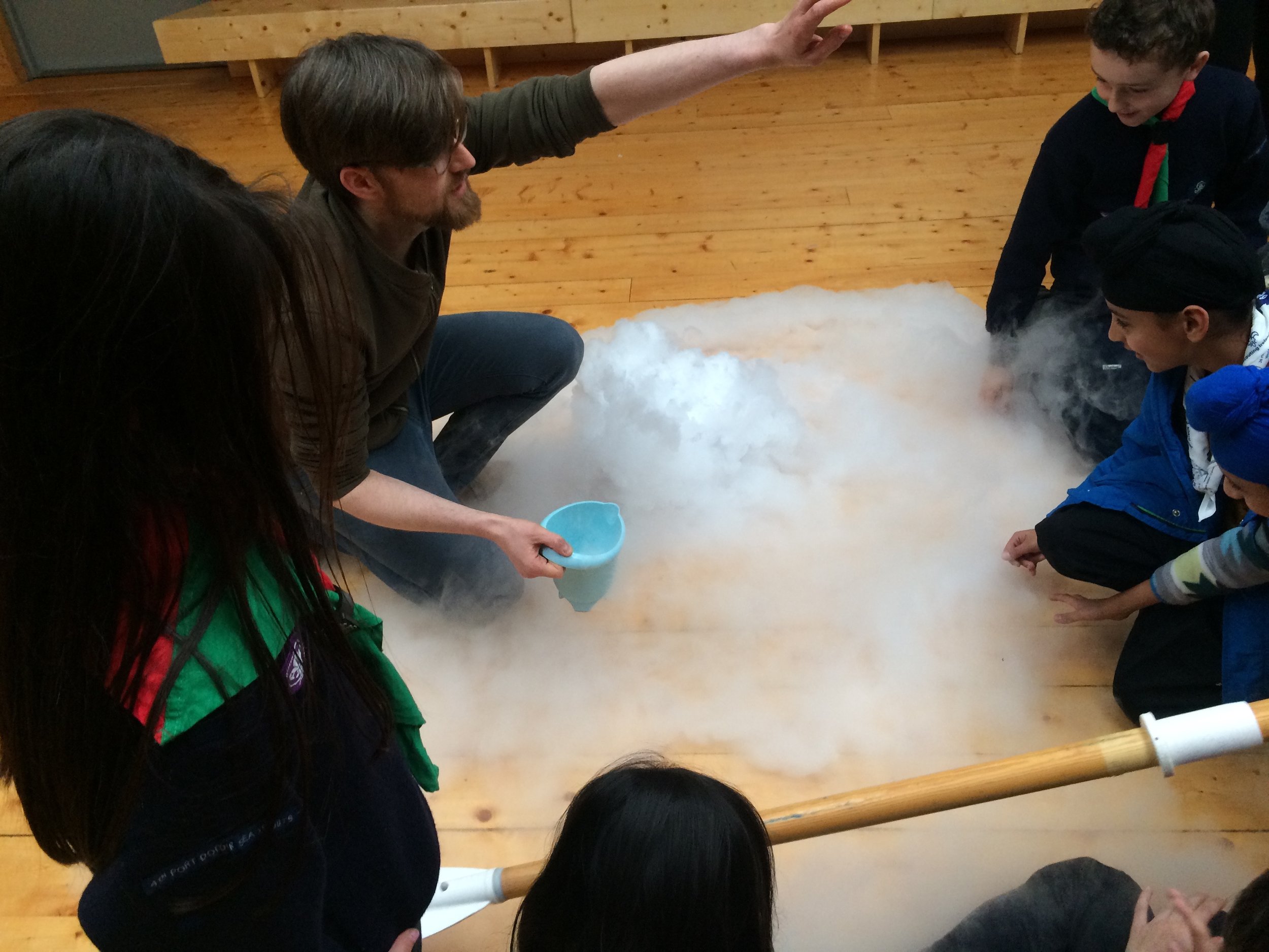  Dry ice was used to create the effect of the sea, in a recreation of a scene from the film Titanic 