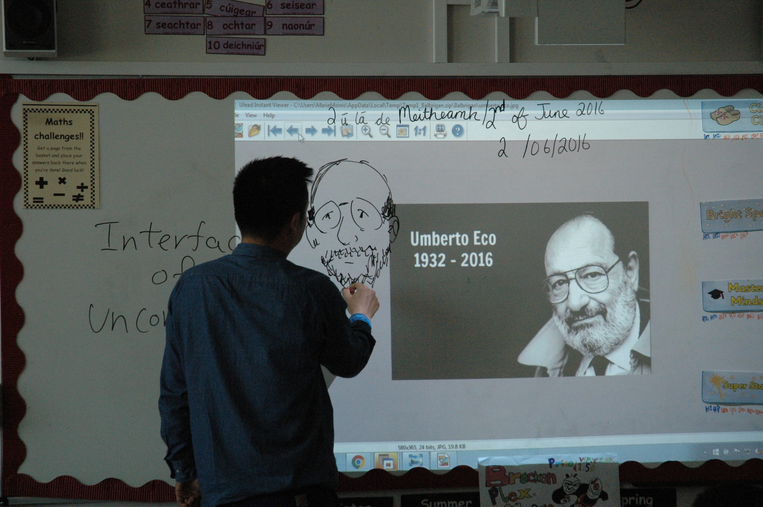 Atsushi presented some key figures in the history of art and culture, he and the children sketched these figures.