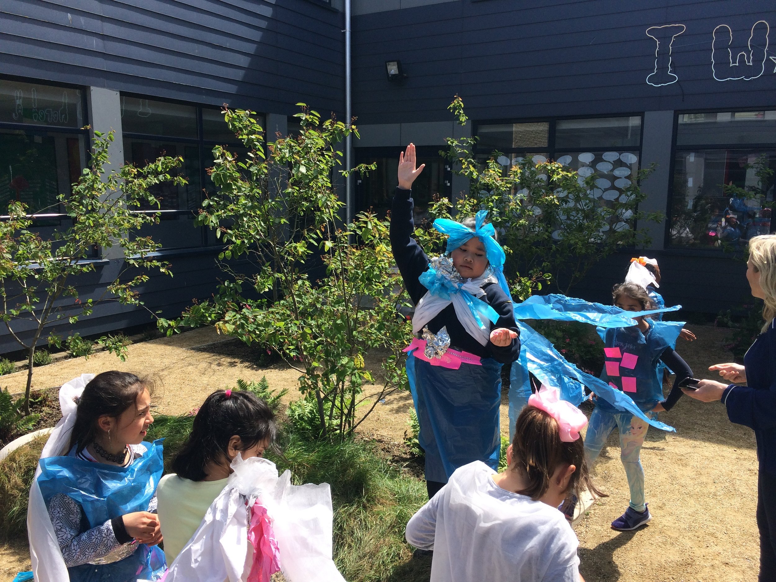 In one class the children created costumes for a performance that took place in the garden 