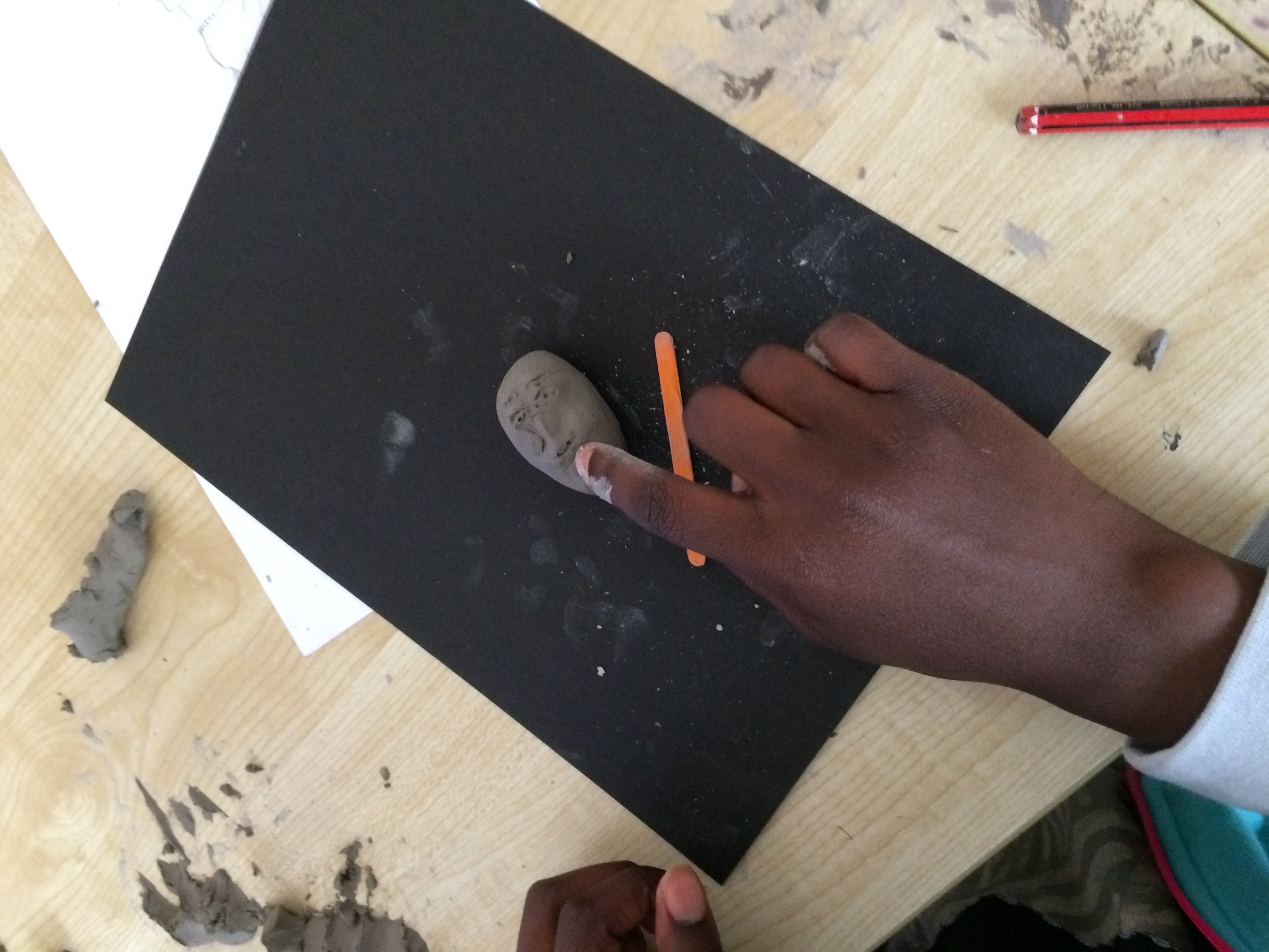  This image is of the early stages of a piece of sculpture representing the school principal Marianne.&nbsp; 