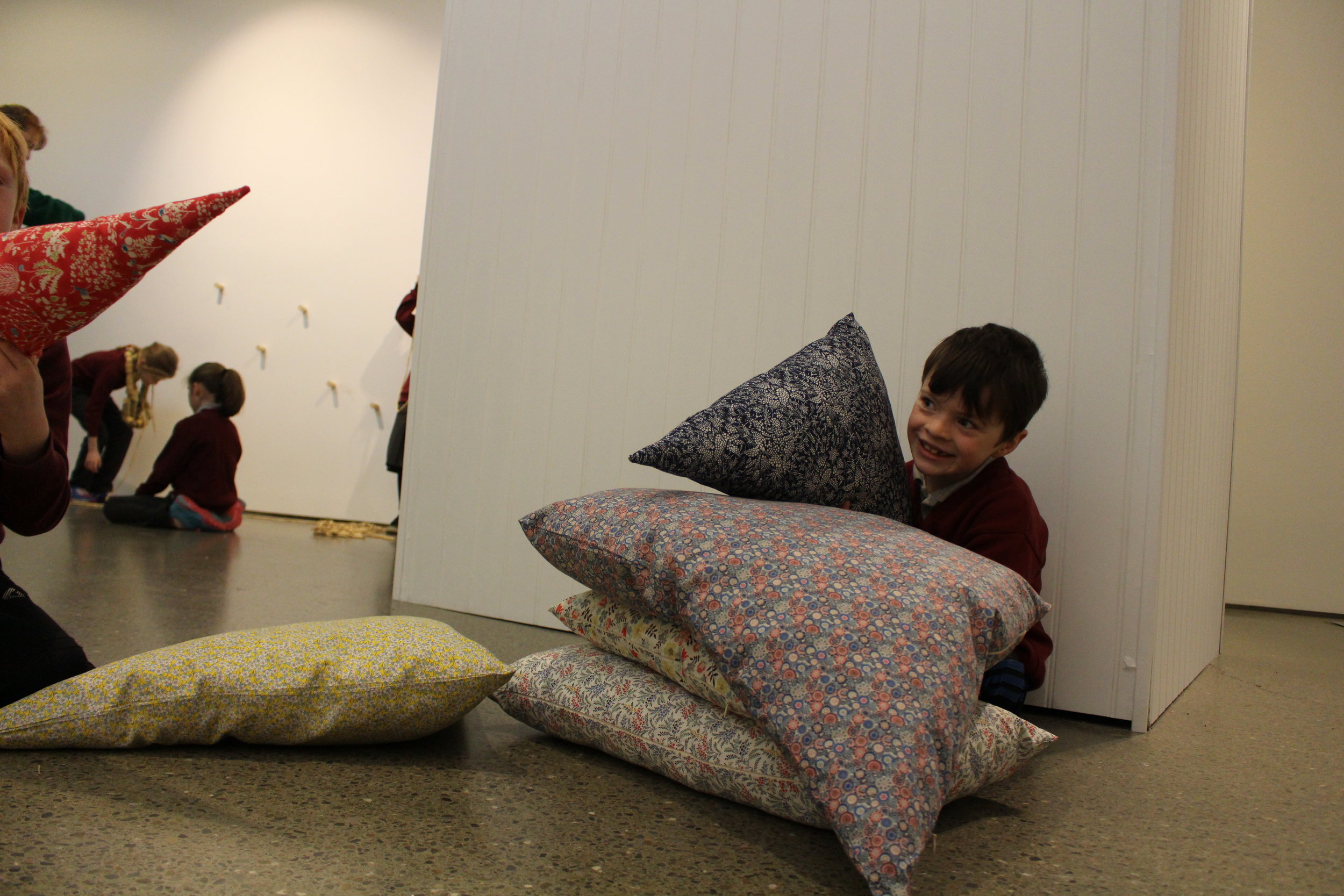  Students experienced some of the ‘mobile elements’ of Caoimhe Kilfeahter’s work, including these cushions 