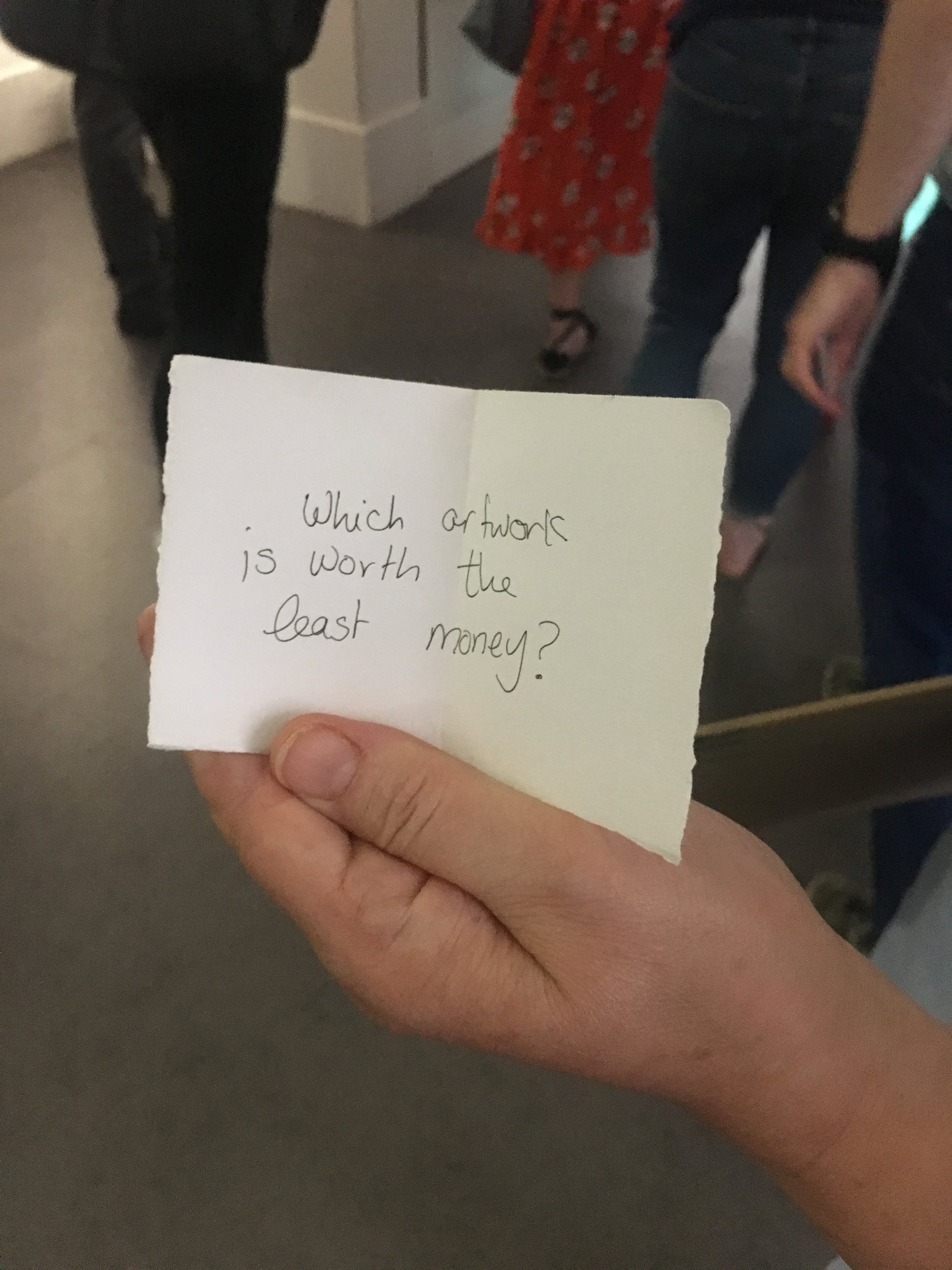 A technique to engage children with an exhibition - give each one a question to consider… 