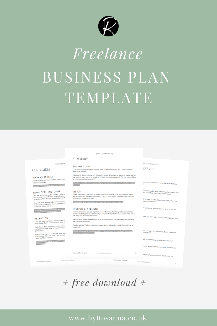 Freelance Business Plan Template (Free Download)  byRosanna In Business Plan Template For Website