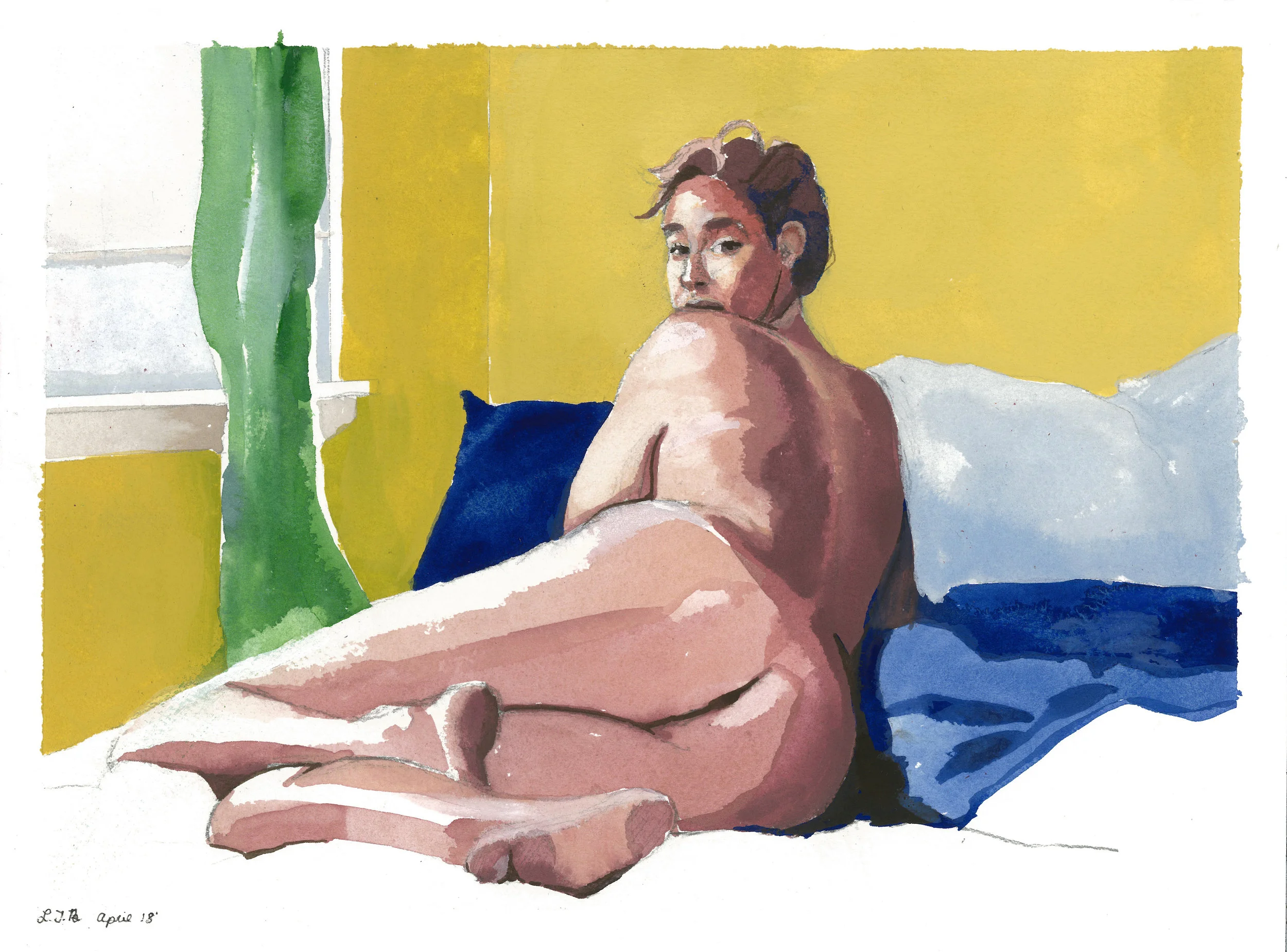 In a Yellow Room on Blue Sheets