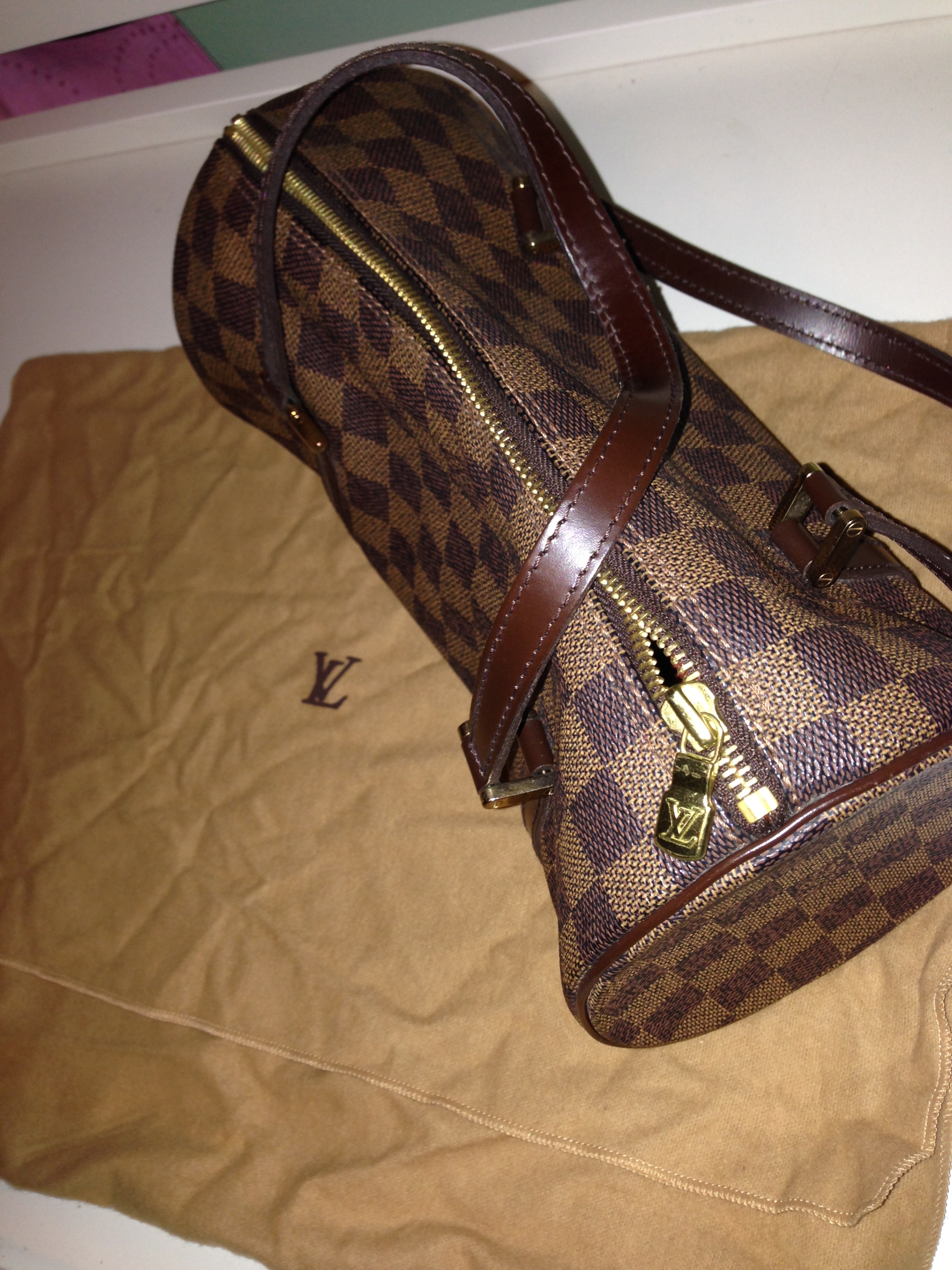 LOUIS VUITTON PAPILLON 26 HANDBAG DU0085 PURSE EBENE DAMIER CANVAS N51304  60434