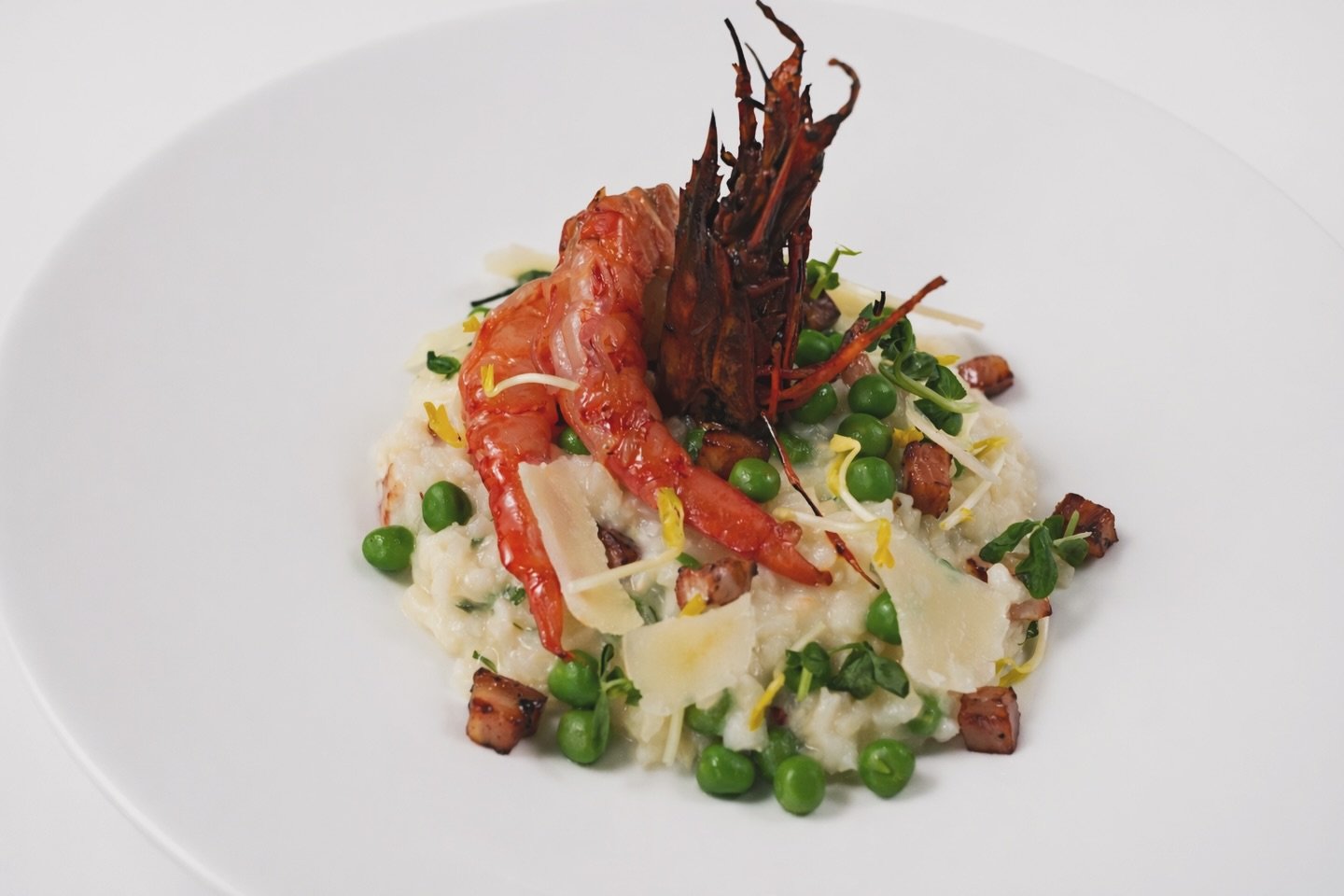 SWEET PEA &amp; LEMON RISOTTO
carabineros + pancetta + parmesan