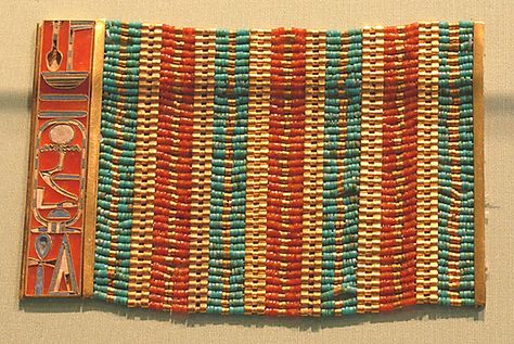Beaded spacer plate bracelet of Sithathoriunet of Lahun, made of gold, carnelian, turquoise beads and enamel, ca. 1830 BCE. Image courtesy Metropolitan Museum of Art.