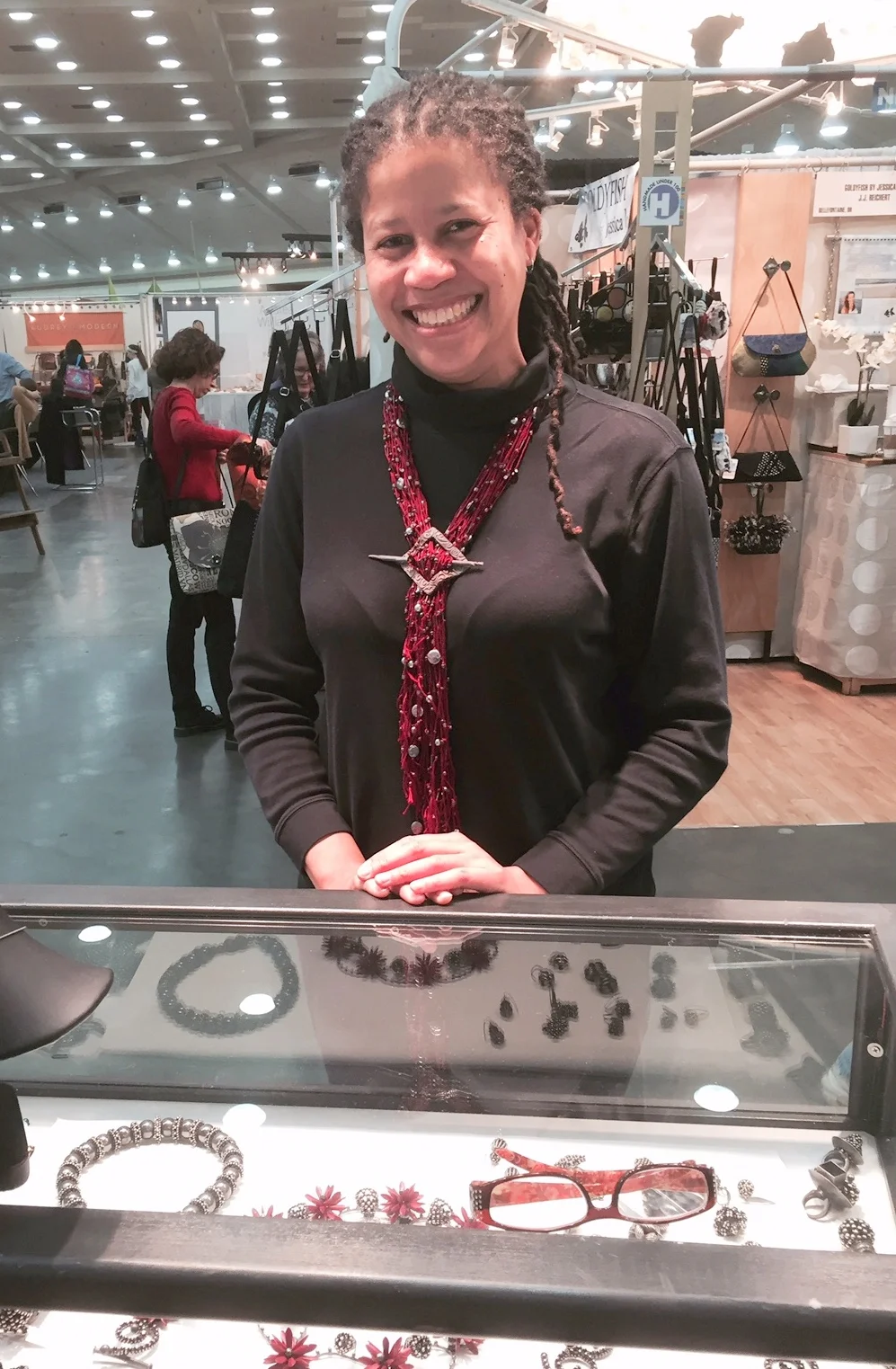TeAnte Turner visiting my booth at the American Craft Council show, Baltimore, Feb., 2014.