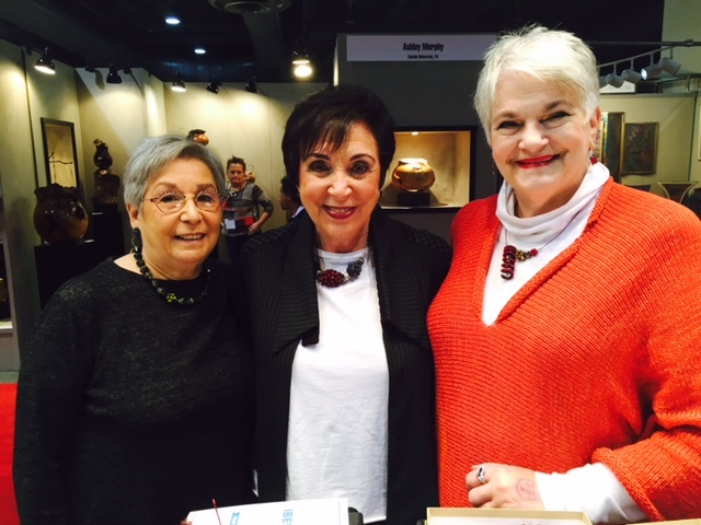 From left to right: Ruth G., Shelly M., and Judy Y., three lovely ladies from the Philadelphia area who have been encouraging me and supporting my work for many years, photographed at the Philadelphia Museum of Art Craft Show, Nov., 2015. Ruth says: " I have been enjoying Valerie Hector's jewelry for more years than I can remember. Each year I look forward to seeing her again and selecting additional pieces to add to my large collection. Purchasing her beautiful individual beads and coordinating them with what I am wearing gives me much pleasure. I continually receive compliments which proves her gift of designing the beads attests to her creativity. Her pieces are my go to jewelry. Anyone purchasing Valerie's jewelry will not be disappointed. Shelly says: "I have been a collector of Valerie Hector for many years. I love and enjoy each piece that I have acquired. Each time I wear her jewelry, which is almost everyday, I get many, many compliments. It is my pleasure knowing Valerie. Valerie's work is absolutely superb!!! Judy says: "If I had the money I would by one of everything. I have been collecting Valerie for many years. Just about every day I have one of her pieces on and get compliments all the time."