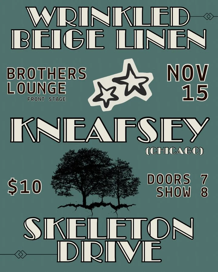 Kneafsey / Wrinkled Beige Linen / Skeleton Drive