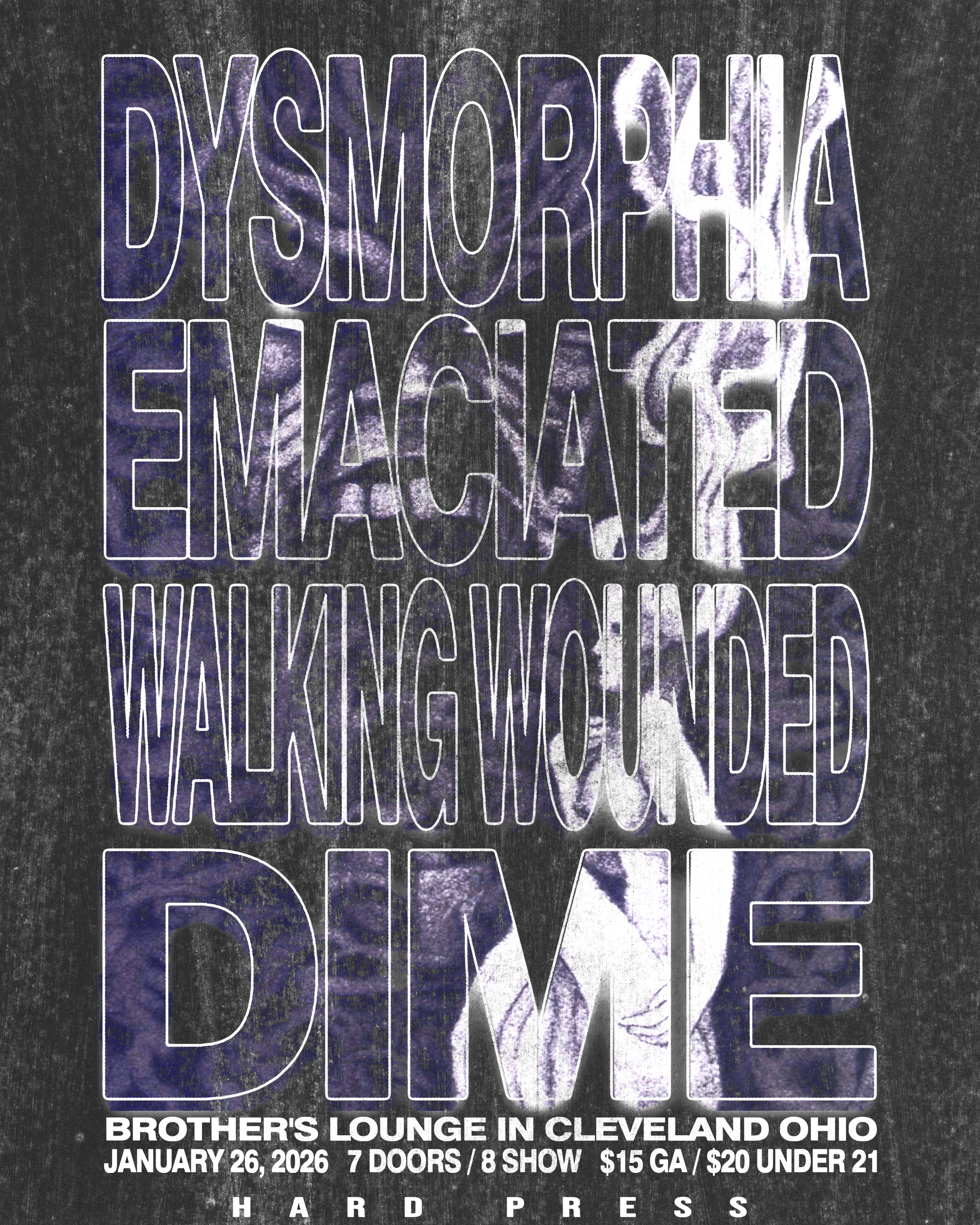 Dysmorphia / Emaciated / Walking Wounded / Dead In My Eyes