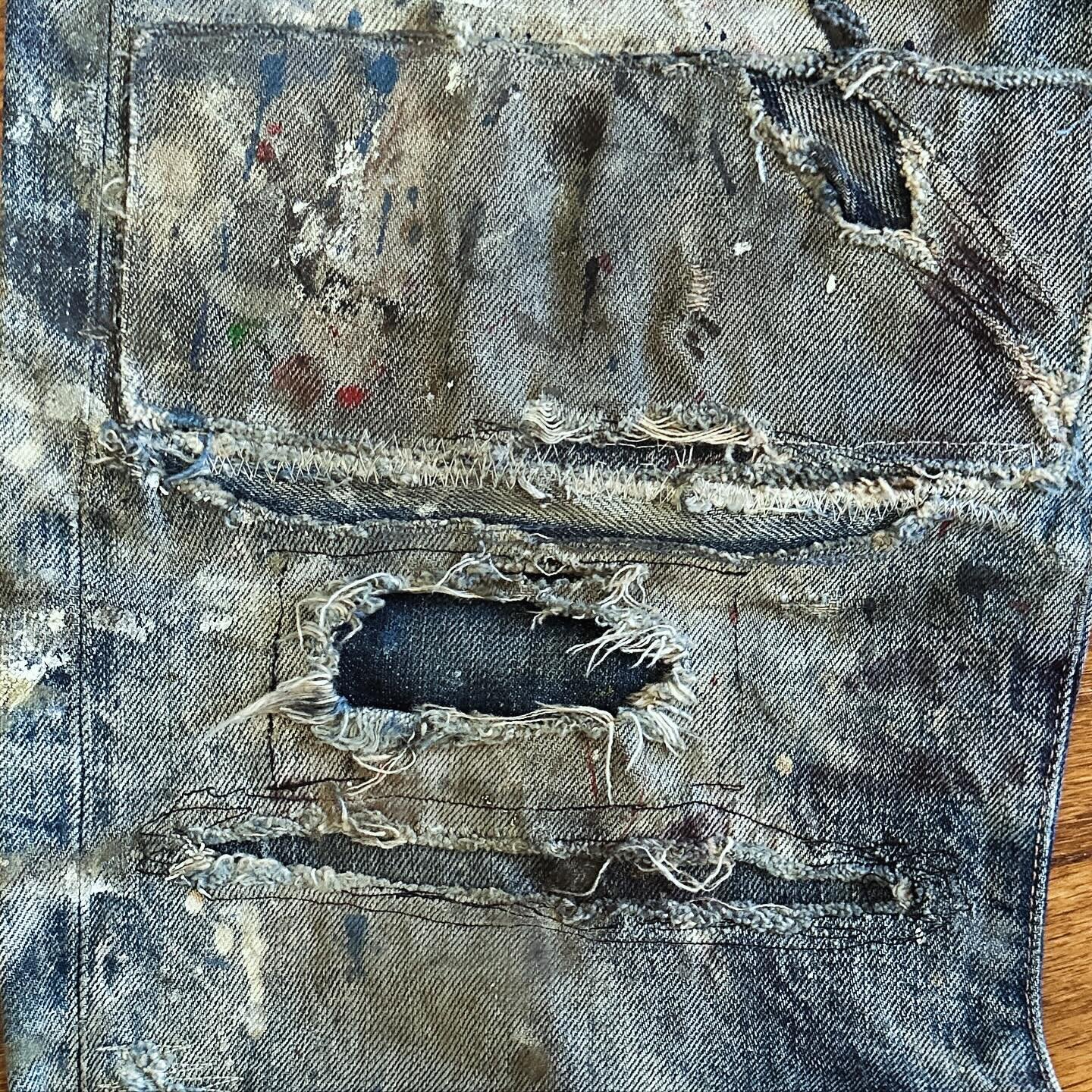 Check out this amazing jean. This has been repaired multiple times in many places. It&rsquo;s a piece of art with many memories. Every jean tells a story. #denimrepair #repaireddenim #repairdenim #jeans #jeansrepair #repairjeans #denimrepairnearme #l