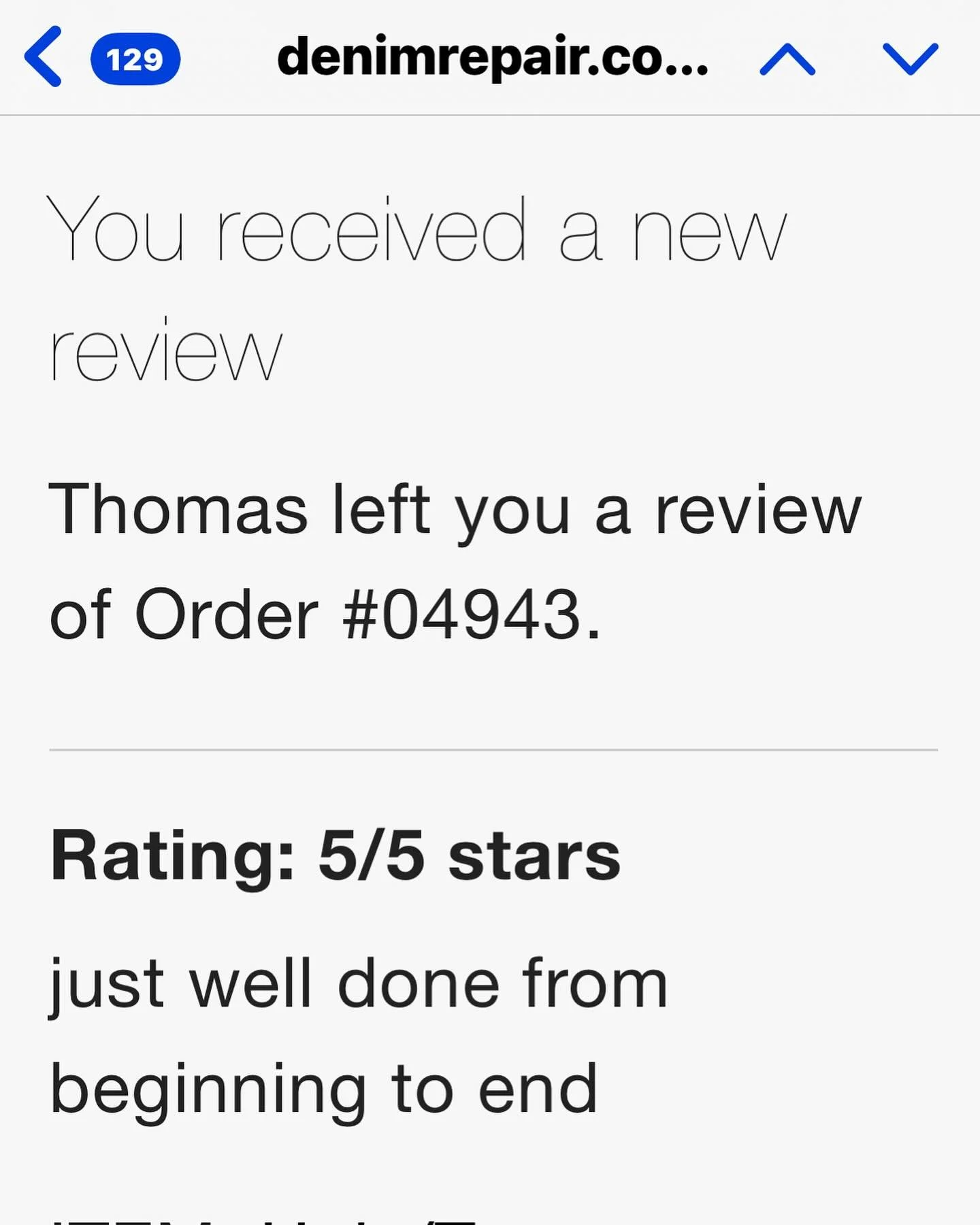 Another happy customer. We have a 4.9 average on 129 reviews. I promise you can trust us with your jeans. We take this very seriously. #jeans #jeansrepair #denimrepair #fixmyjeans #repairjeans #repairdenim #trustus #greatreviews