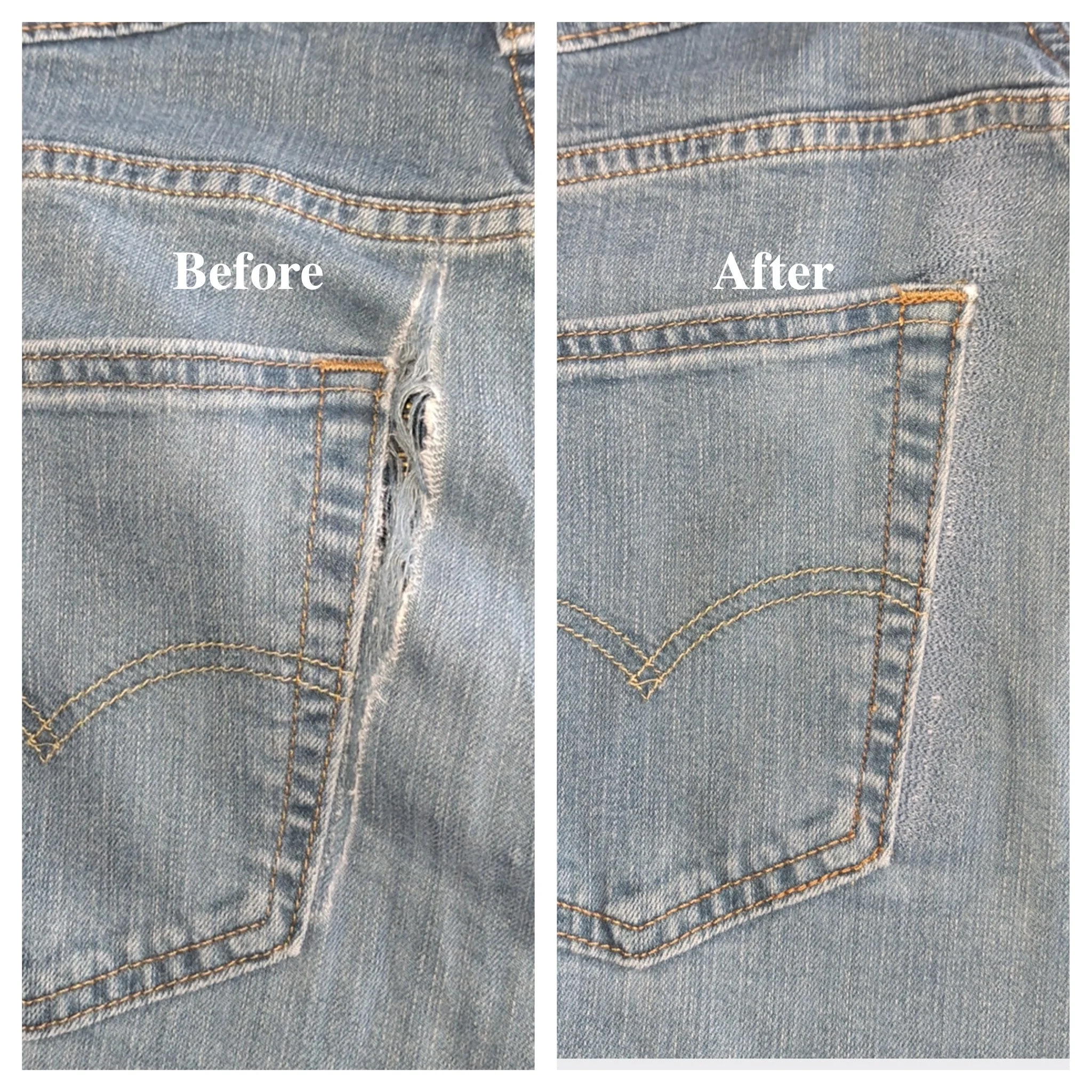 Before and after hole repair 