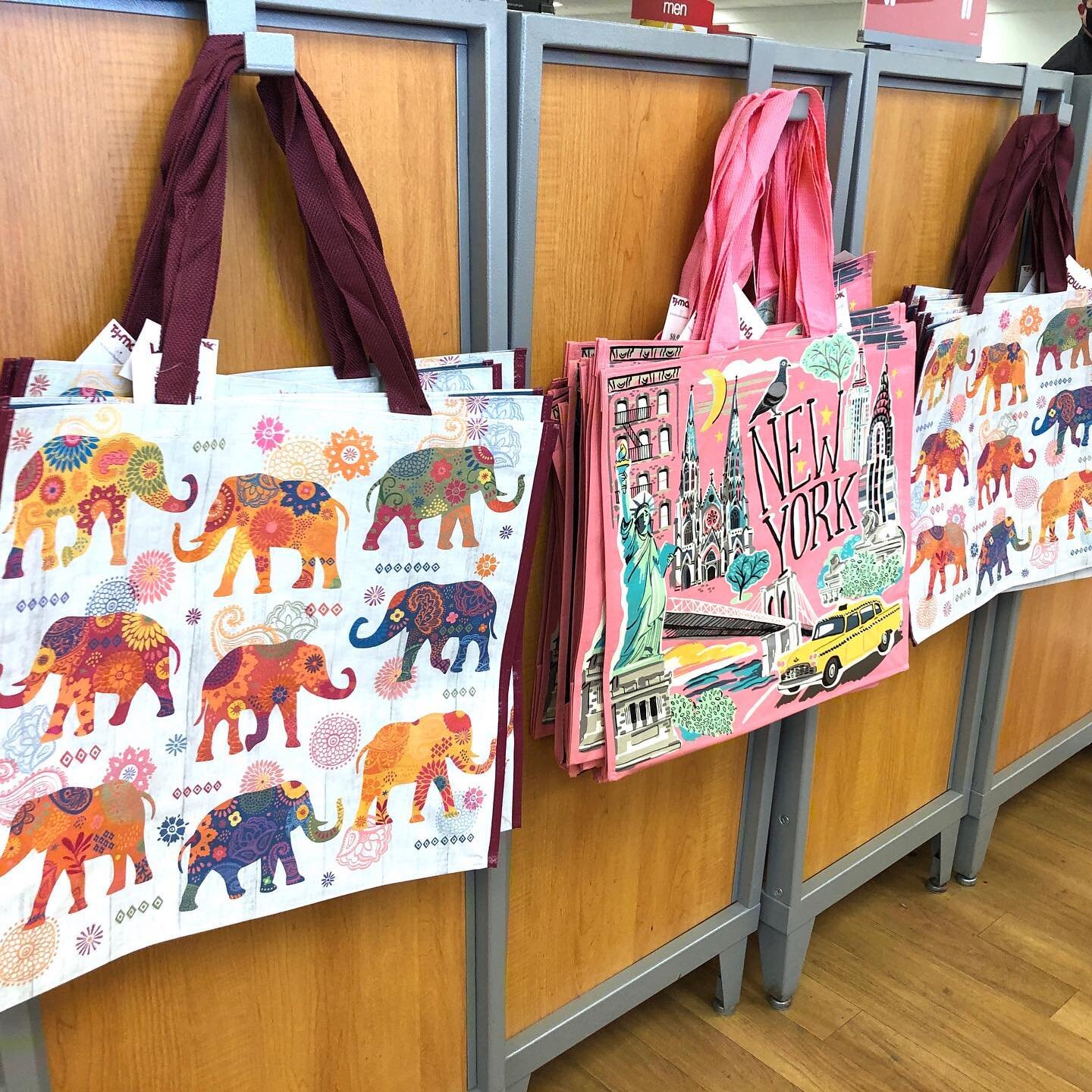 NEW TJMaxx Shopping Bag ELEPHANT With FLOWER HEADRESS Reusable Tote Bag 