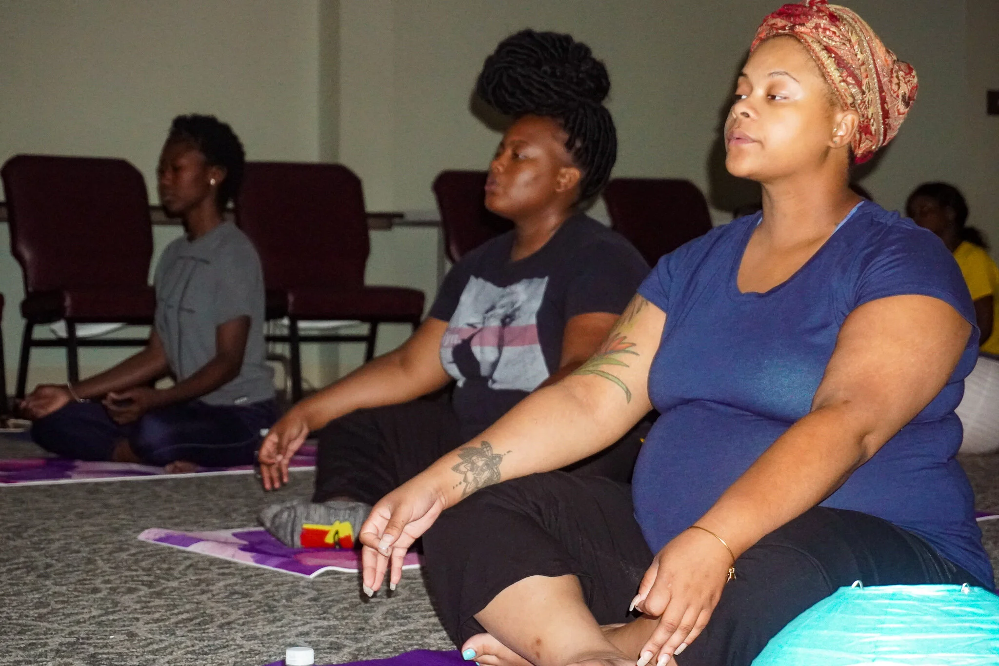 Much credit for the historically low infant mortality rate in Upton/Druid Heights goes to Promise Heights-B’more for Healthy Babies, a community-based and community-engaged intervention to improve birth outcomes. In this photo, B’more for Healthy Babies hosted ‘A Night of Relaxation’ to equip new and expecting moms with stress-relief skills to navigate the challenging world of parenting their little ones and improve birth outcomes.