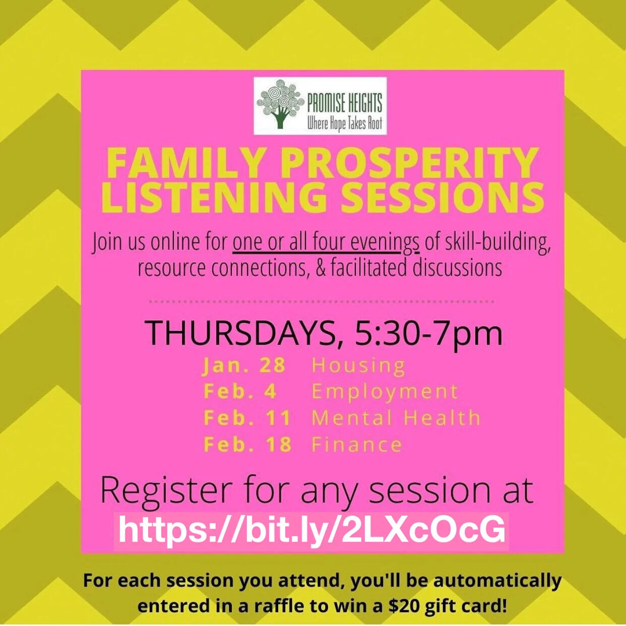 Four Thursdays in January/February:  Family Prosperity Sessions