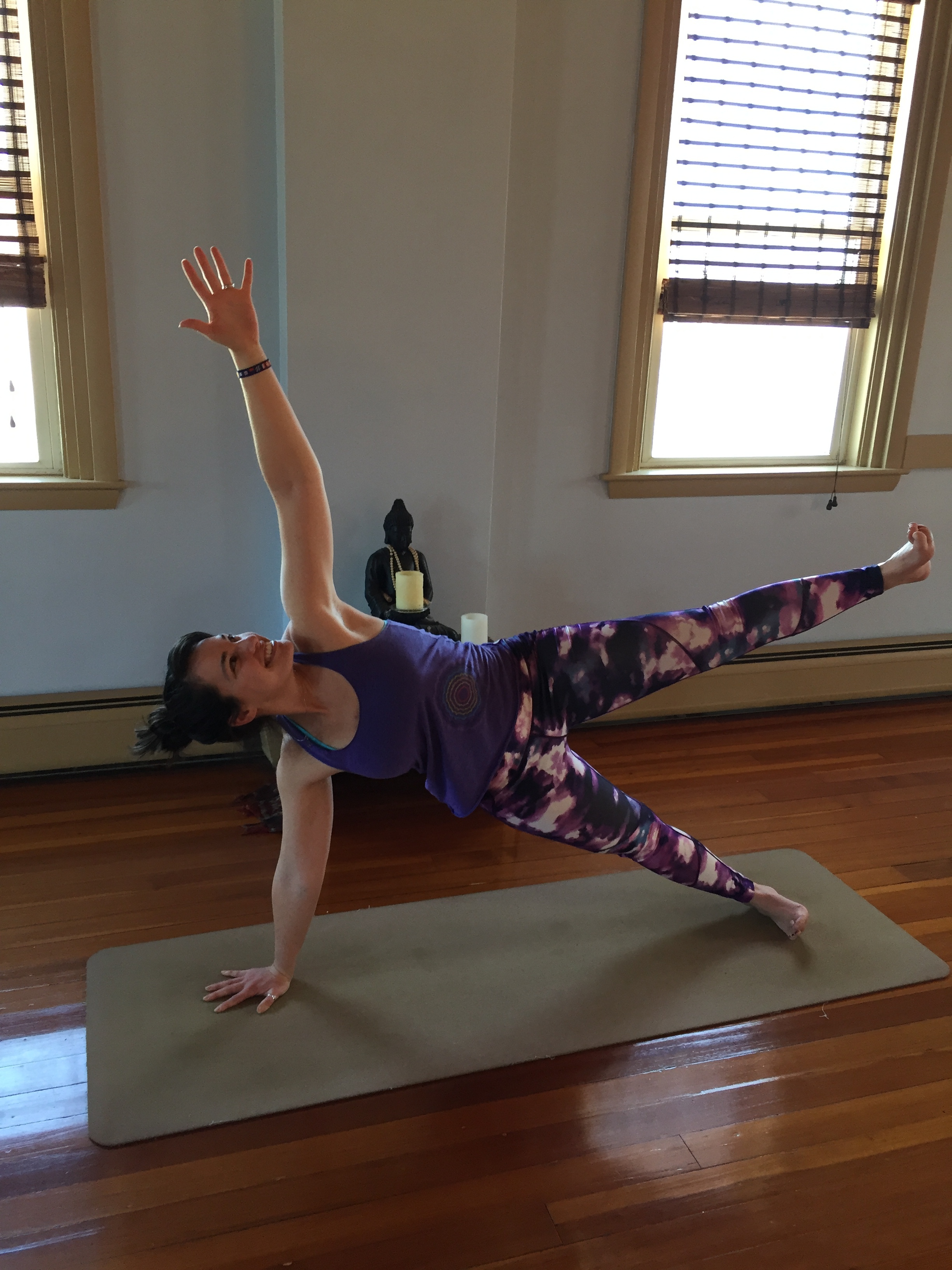 Adrienne Dancey Mandigo is an educator in many senses of the word. She teaches adult, teen, kids & Mommy and Me yoga classes, is a private elementary school tutor, and will complete her 200 hour yoga teacher training in April. As of late, she has been contemplating the sutra: Sthira sukham asanam . She looks to always find a balance of strength and softness both on and off the mat. She loves teaching classes that incorporate this idea and connection to breath is how you'll get there. At her vinyasa classes, expect to begin with a strong well-sequenced flow and end with complete relaxation. Adrienne loves long meditative walks with her dog Butler and restorative cuddling with her dog Dante. They teach her so much about love, happiness, and acceptance and she is forever grateful to them.