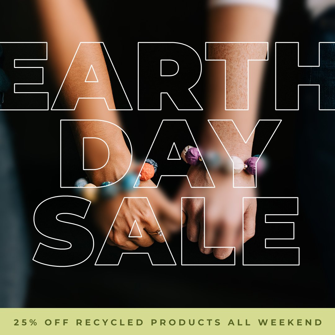 Our Earth Day weekend sale is in full swing!! 🌿🌳 If you believe in people and planet over profits, you'll love taking an extra 25% off all products made out of recycled and repurposed materials, like the M&aacute;laga Bead Bracelet, Kenyan Bone Cir