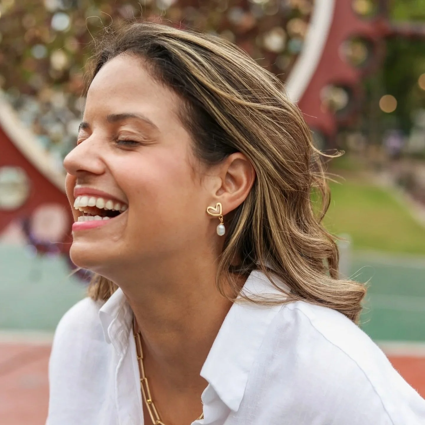 Haitian Heart & Pearl Earrings