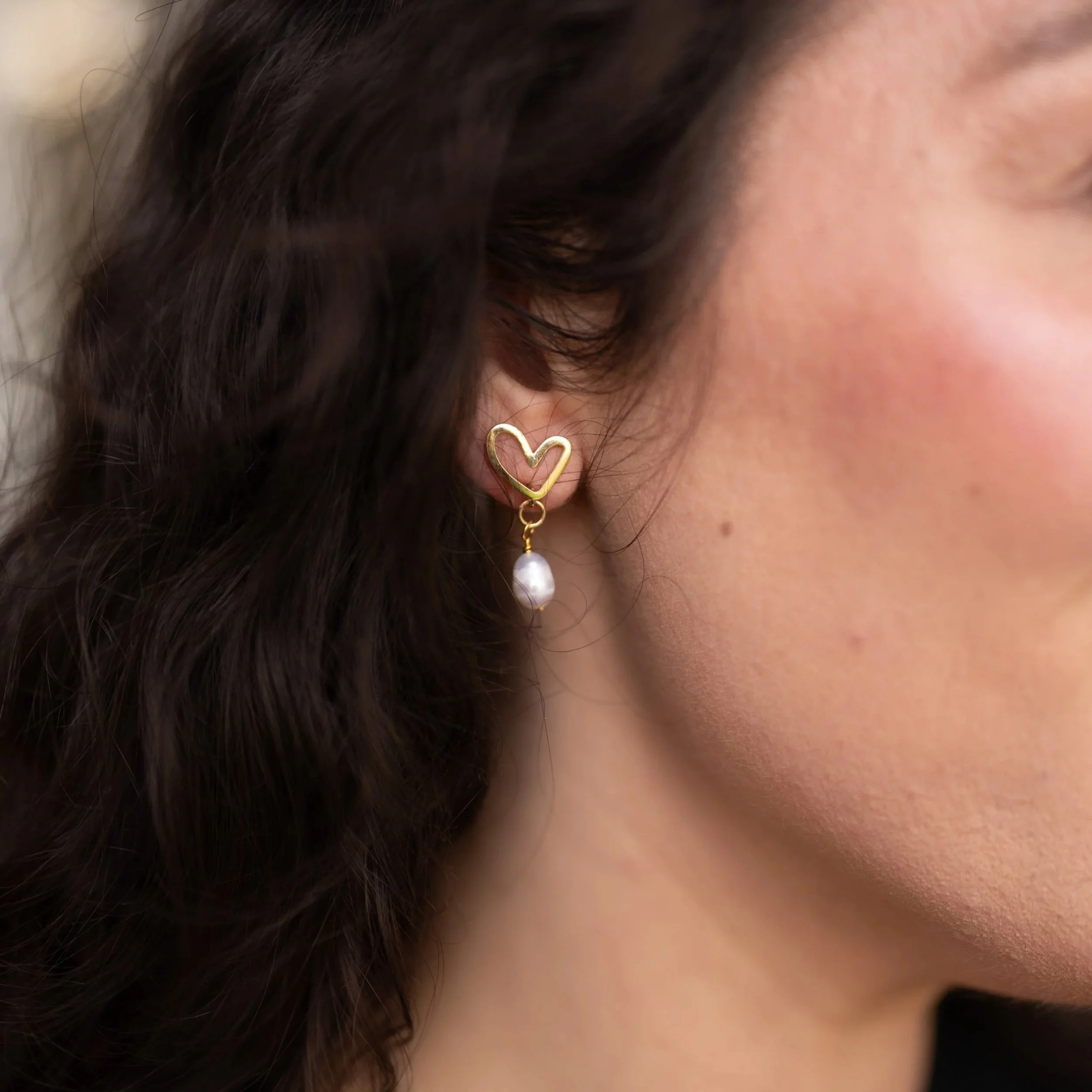 Haitian Heart & Pearl Earrings