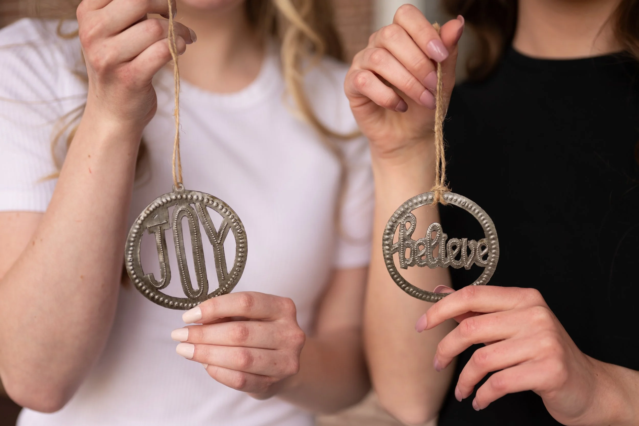 Haitian Joy, Love & Believe Ornaments