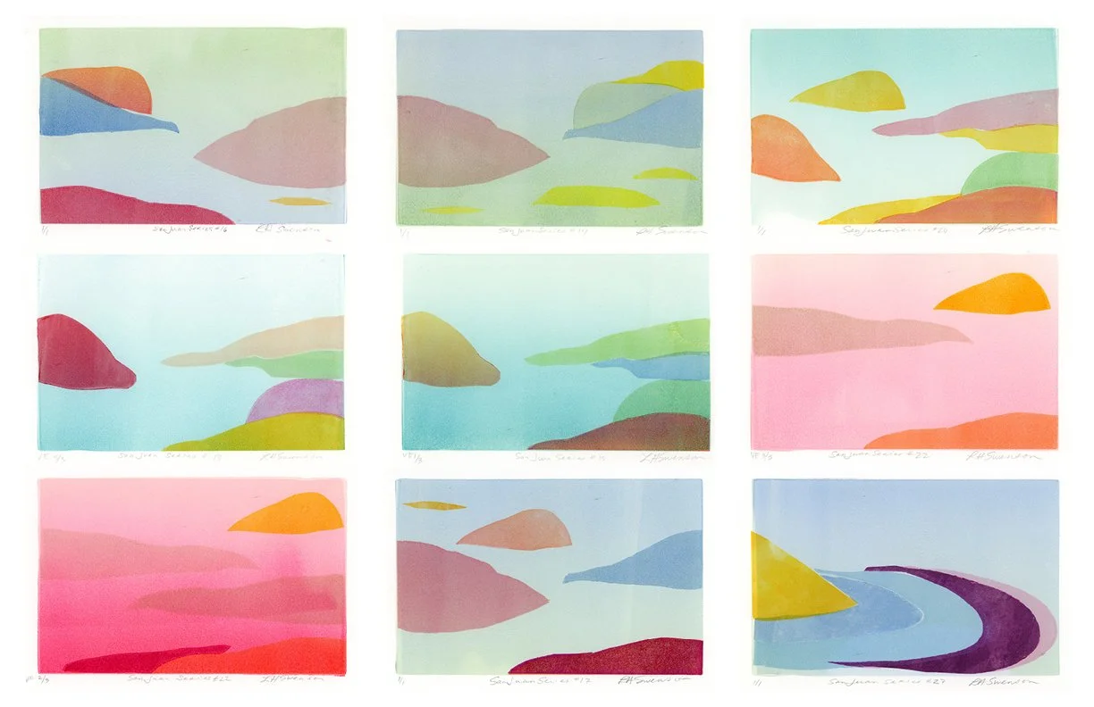 collection of 9 monoprints from the San Juan Series, 8 x10"