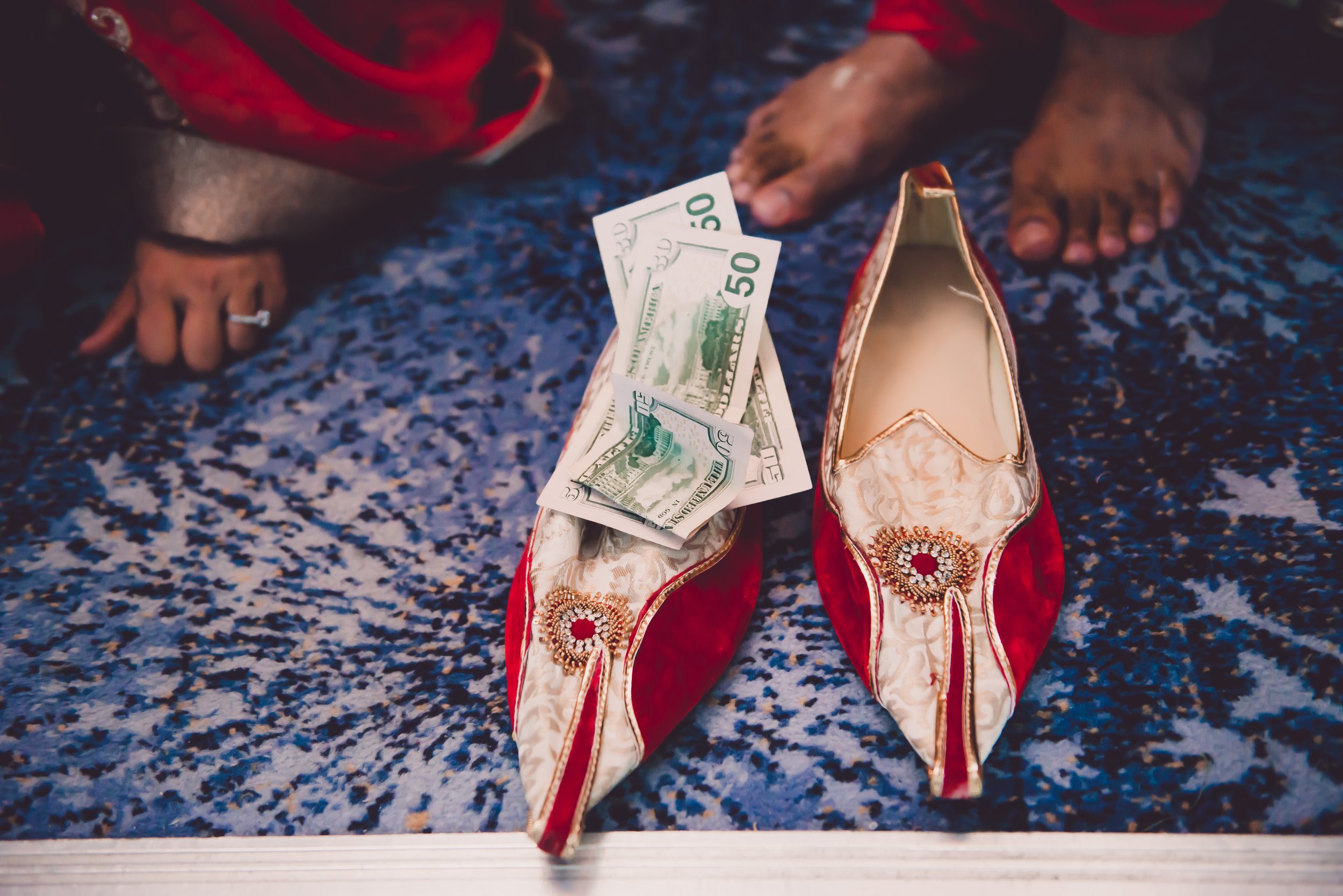  Indian Wedding Groom’s shoes stuffed with money 