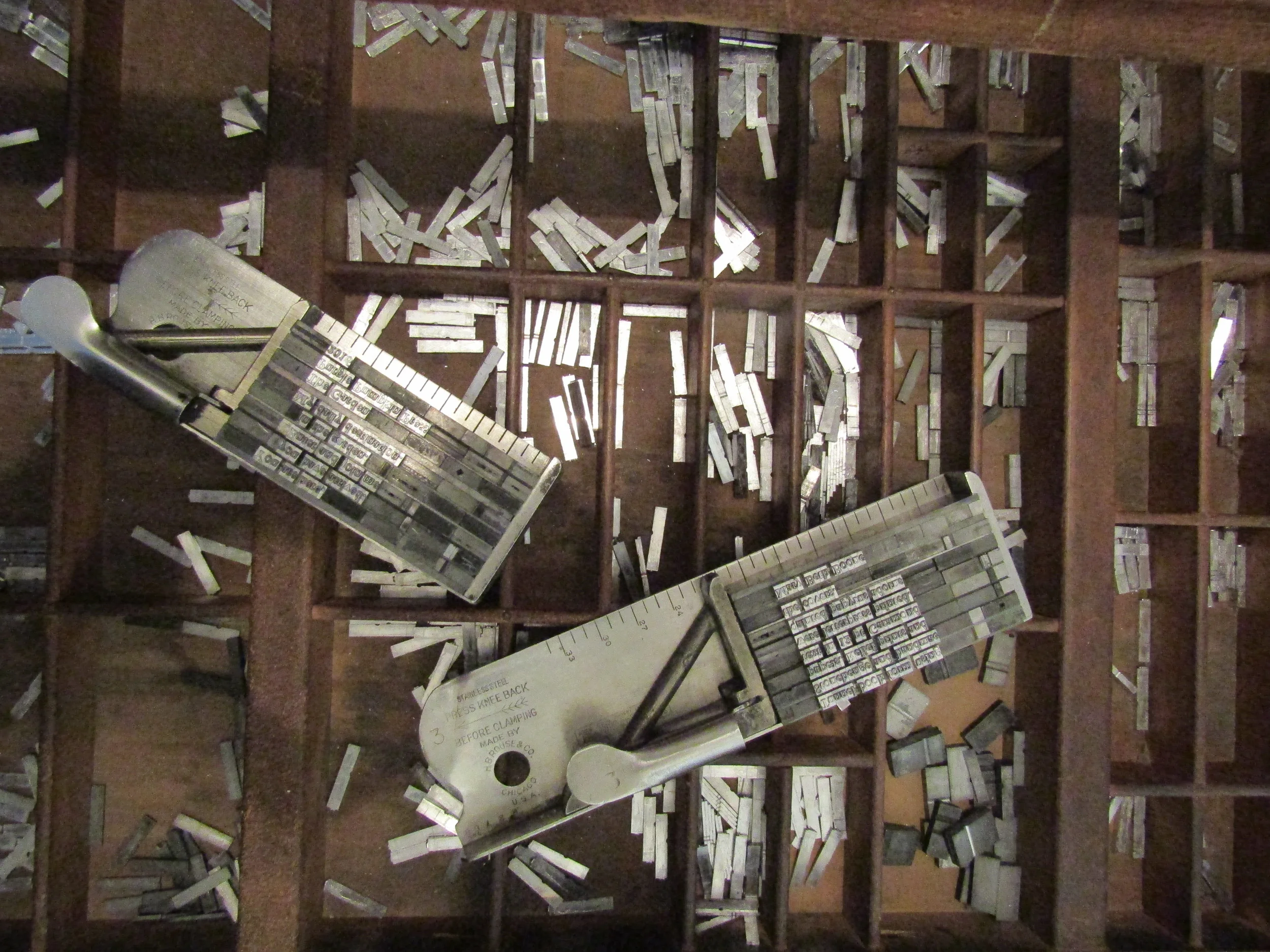 Setting the text, using Garamond 12 pt. metal type