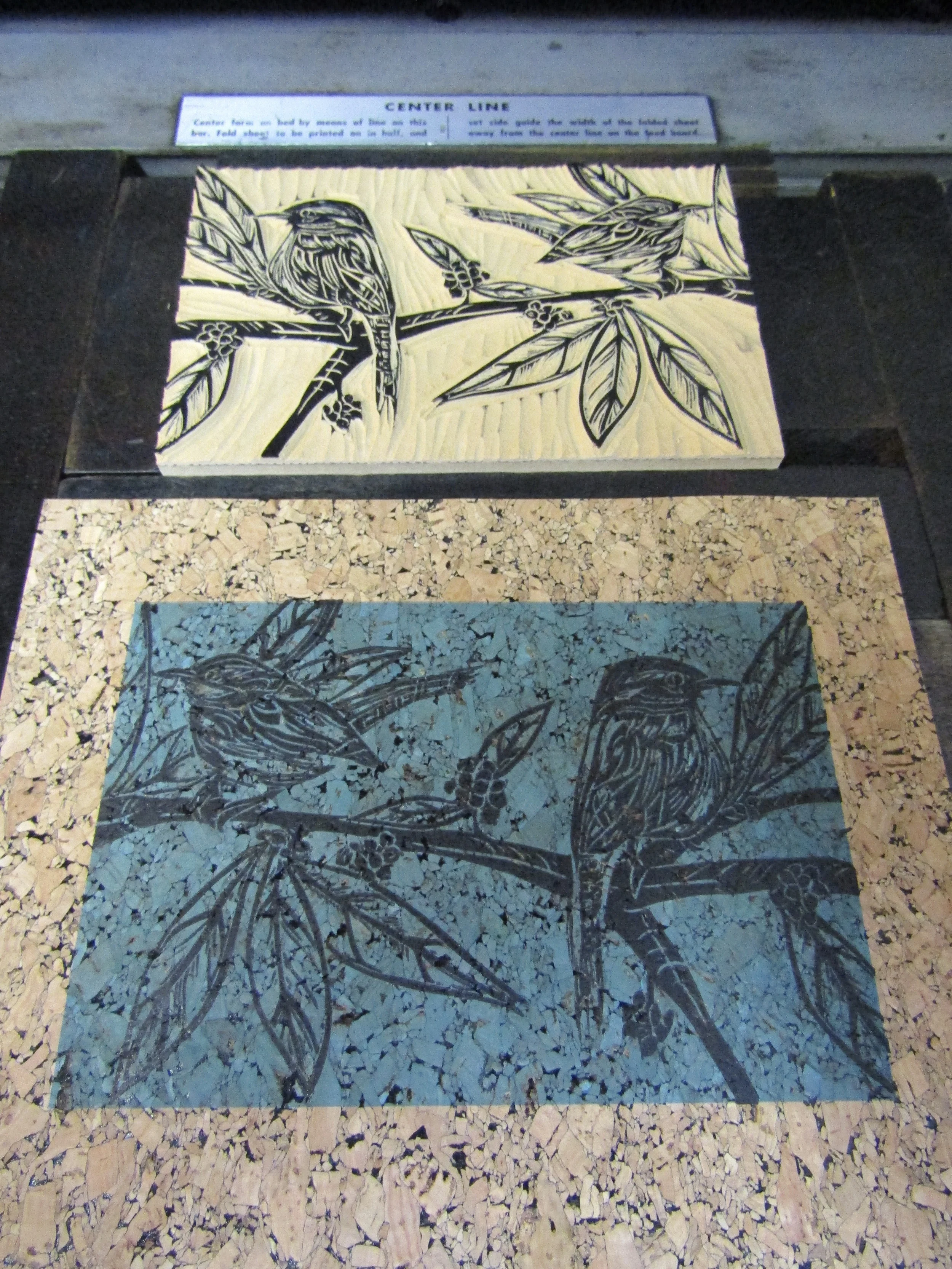 'Birds in the Beautyberry' on cork paper - love this!