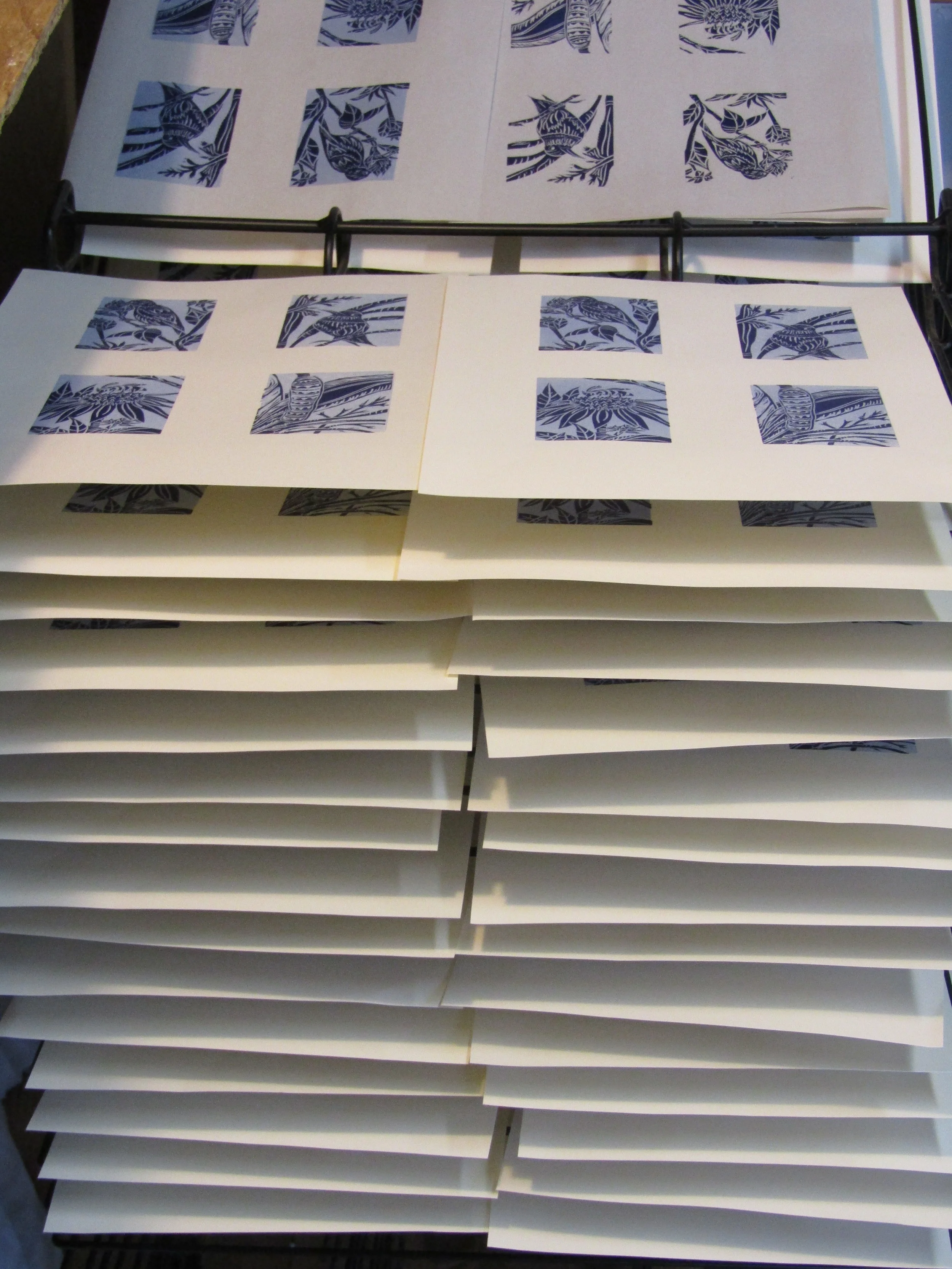 I printed numerous prints, since I would need at least five prints of each image for each tunnel book.